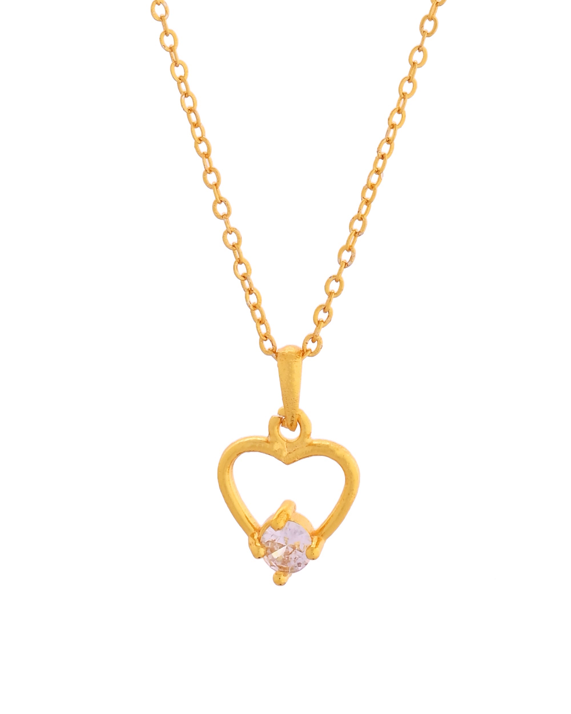 VOJ Gold Polished Stainless Steel Chain With Stone Studded Pendant
