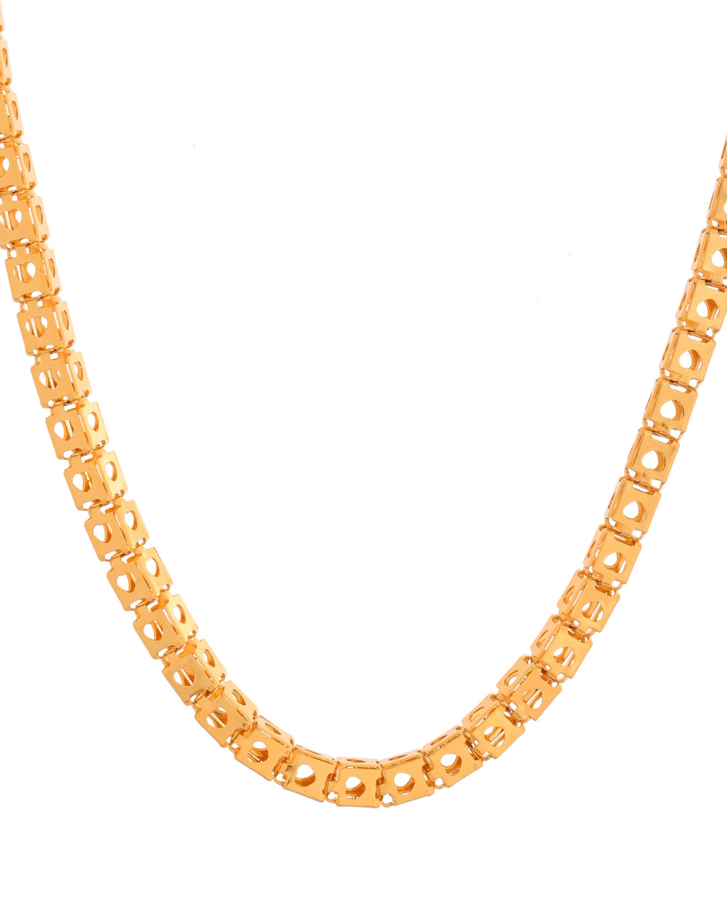 VOJ Men Stainless Steel Gold Polished Square Shaped Chain
