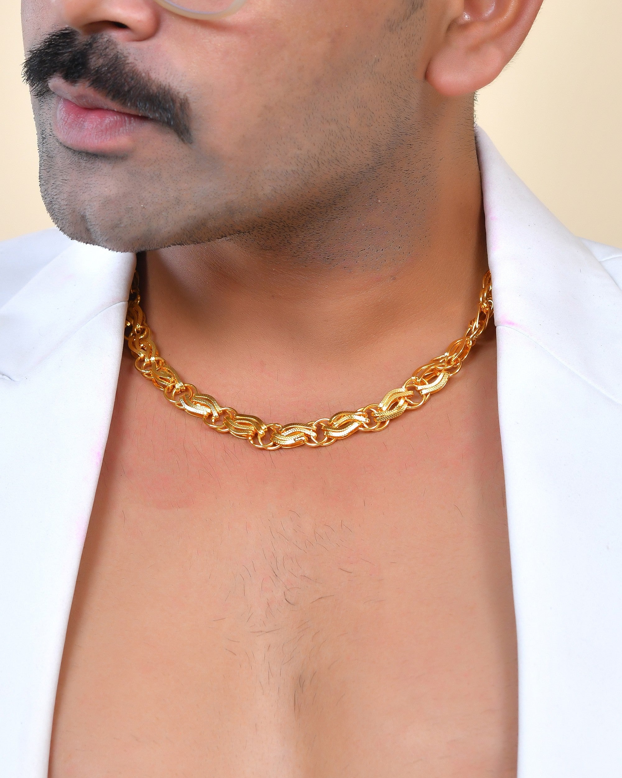 VOJ Gold Polished Stylish Stainless Steel Chain For Men