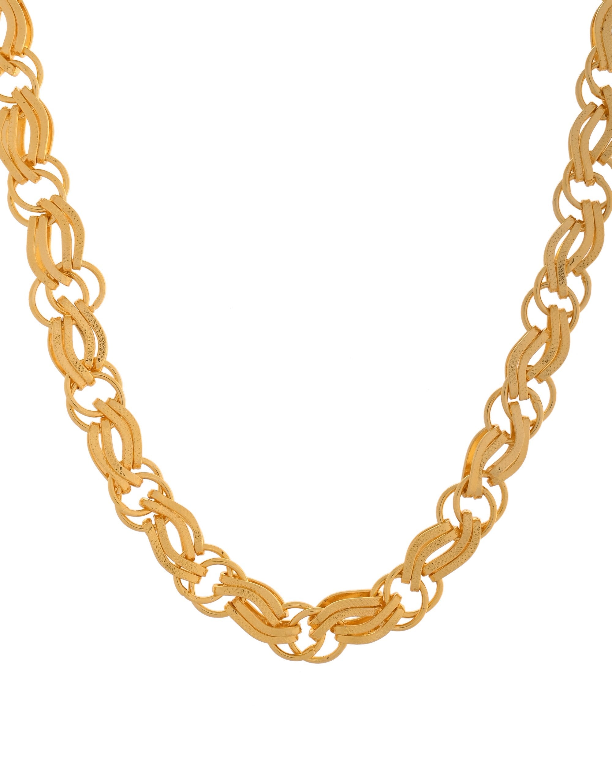 VOJ Gold Polished Stylish Stainless Steel Chain For Men