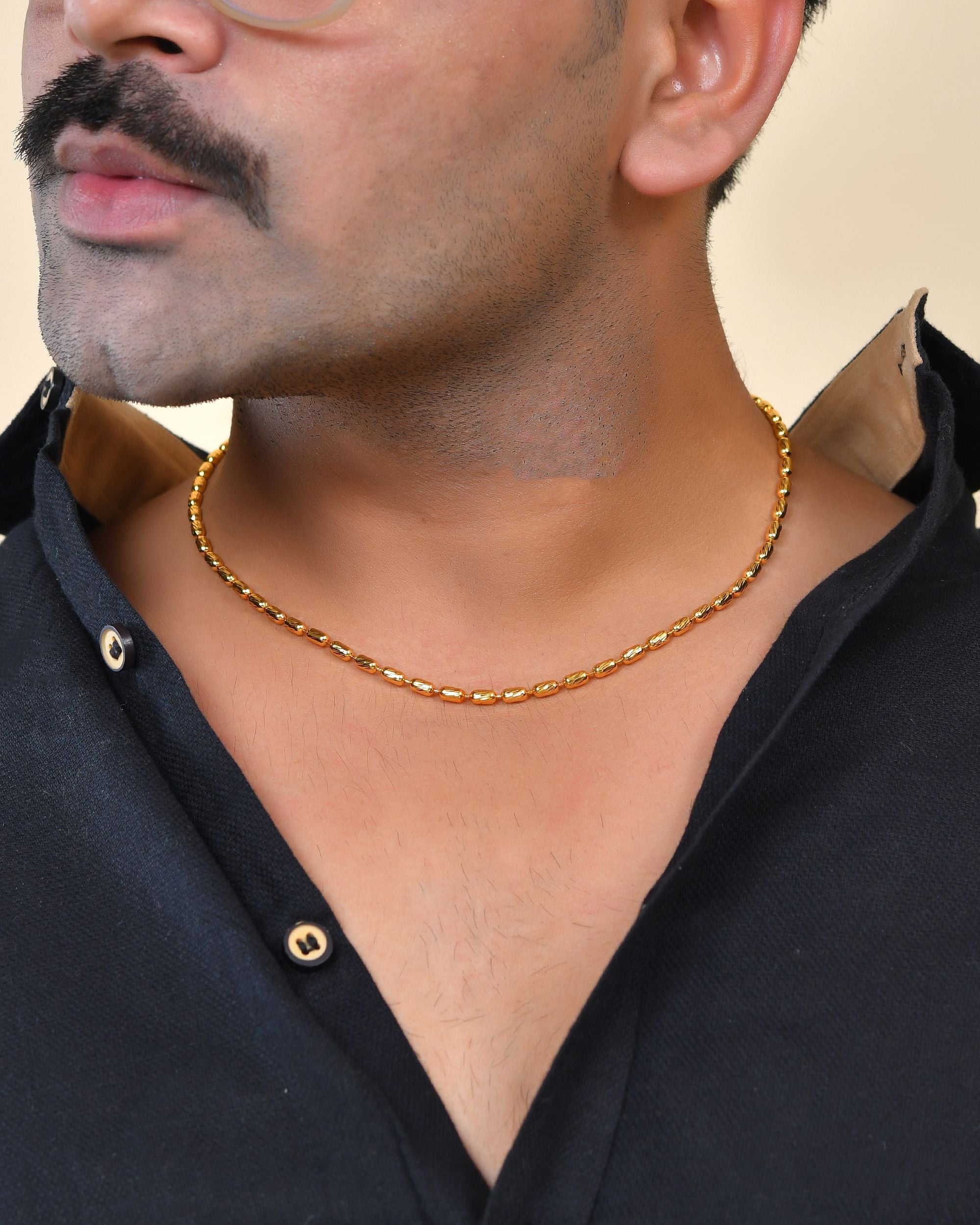 VOJ Gold Polished Designer Stainless Steel Chain For Men