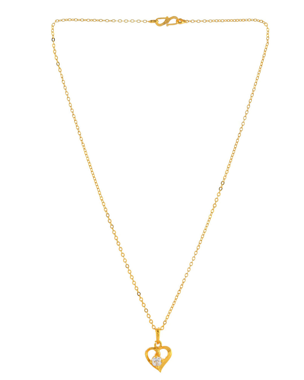 VOJ Gold Polished Chain With Heart Shaped Pendant