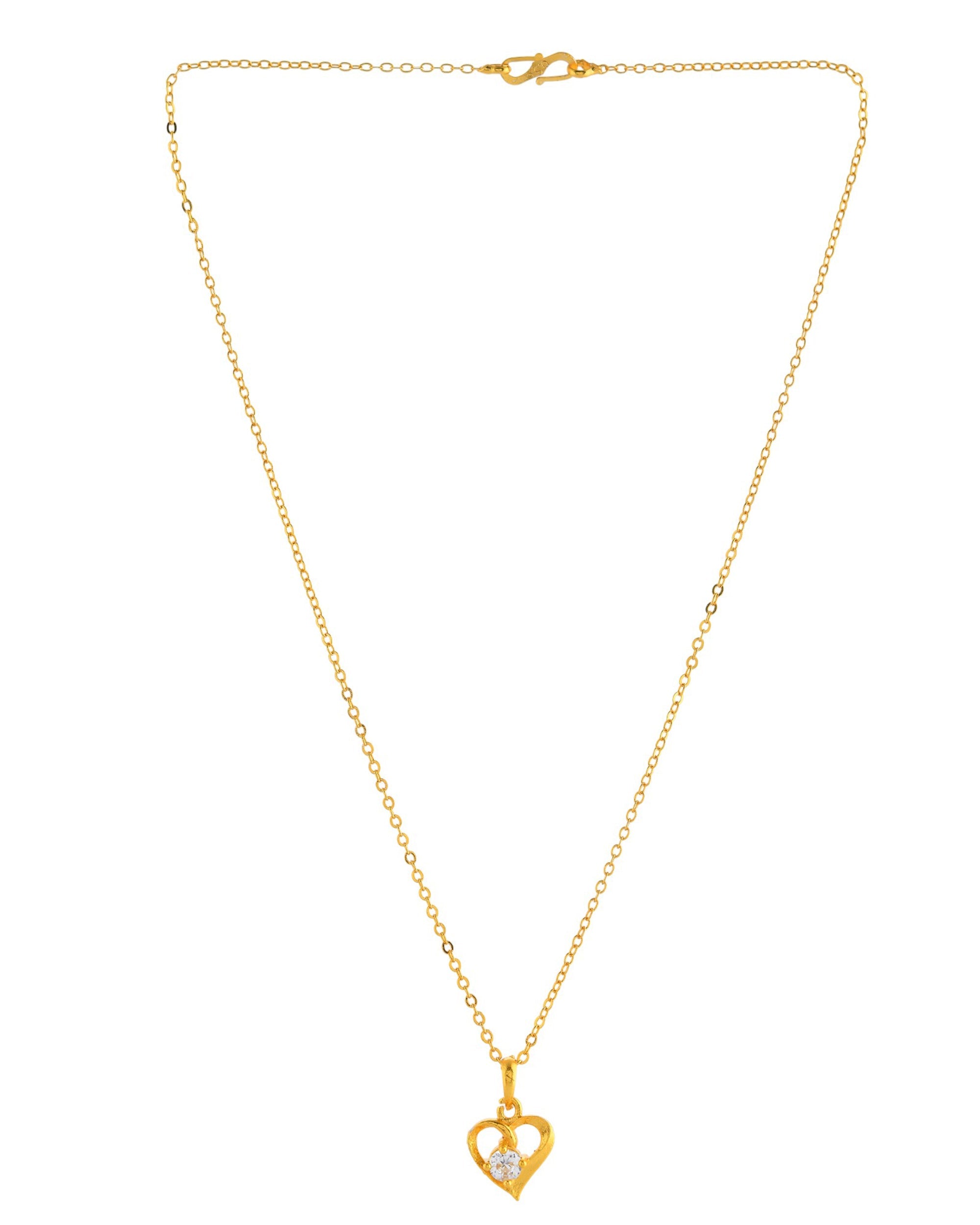 VOJ Gold Polished Chain With Heart Shaped Pendant