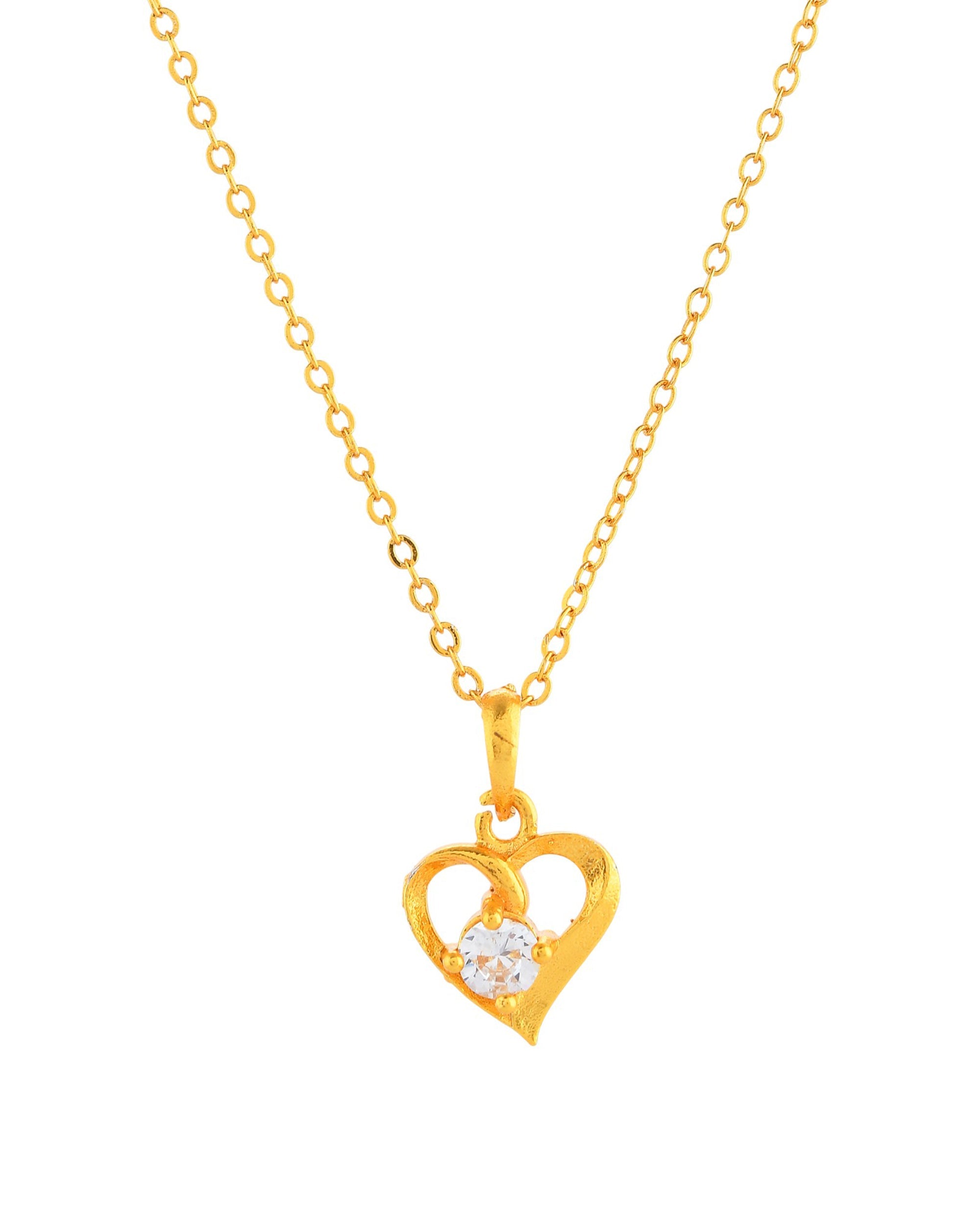 VOJ Gold Polished Chain With Heart Shaped Pendant