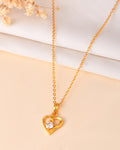 VOJ Gold Polished Chain With Heart Shaped Pendant