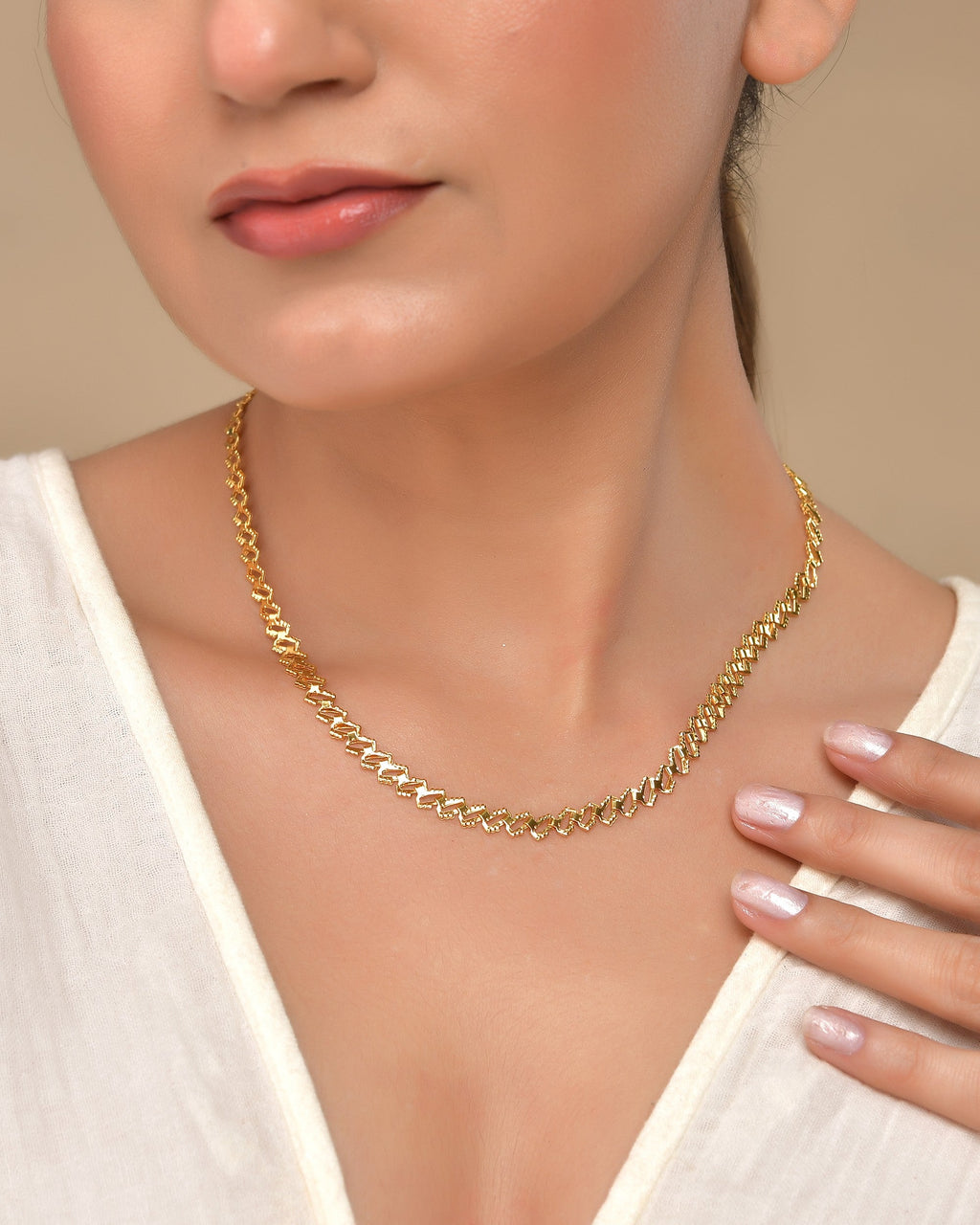 VOJ Gold Polished Designer Stainless Steel Chain For Women
