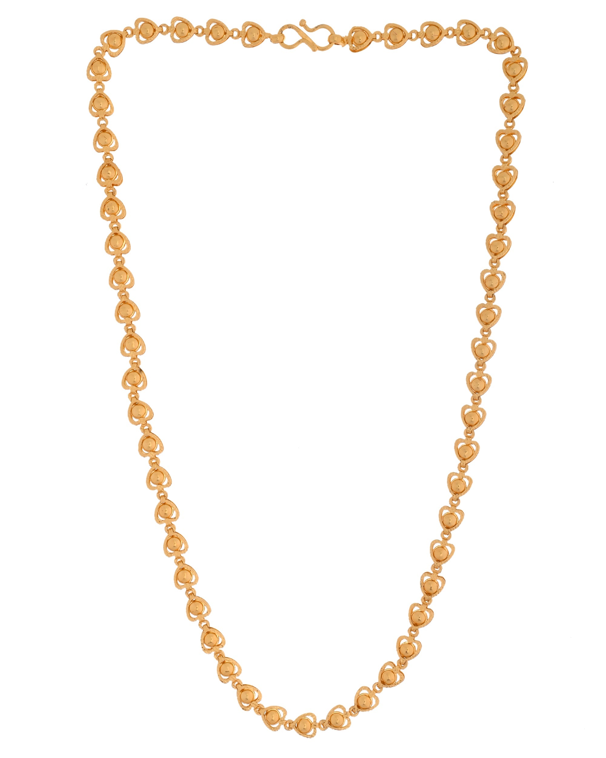 VOJ Gold Polished Heart Shaped Simple Chain For Women