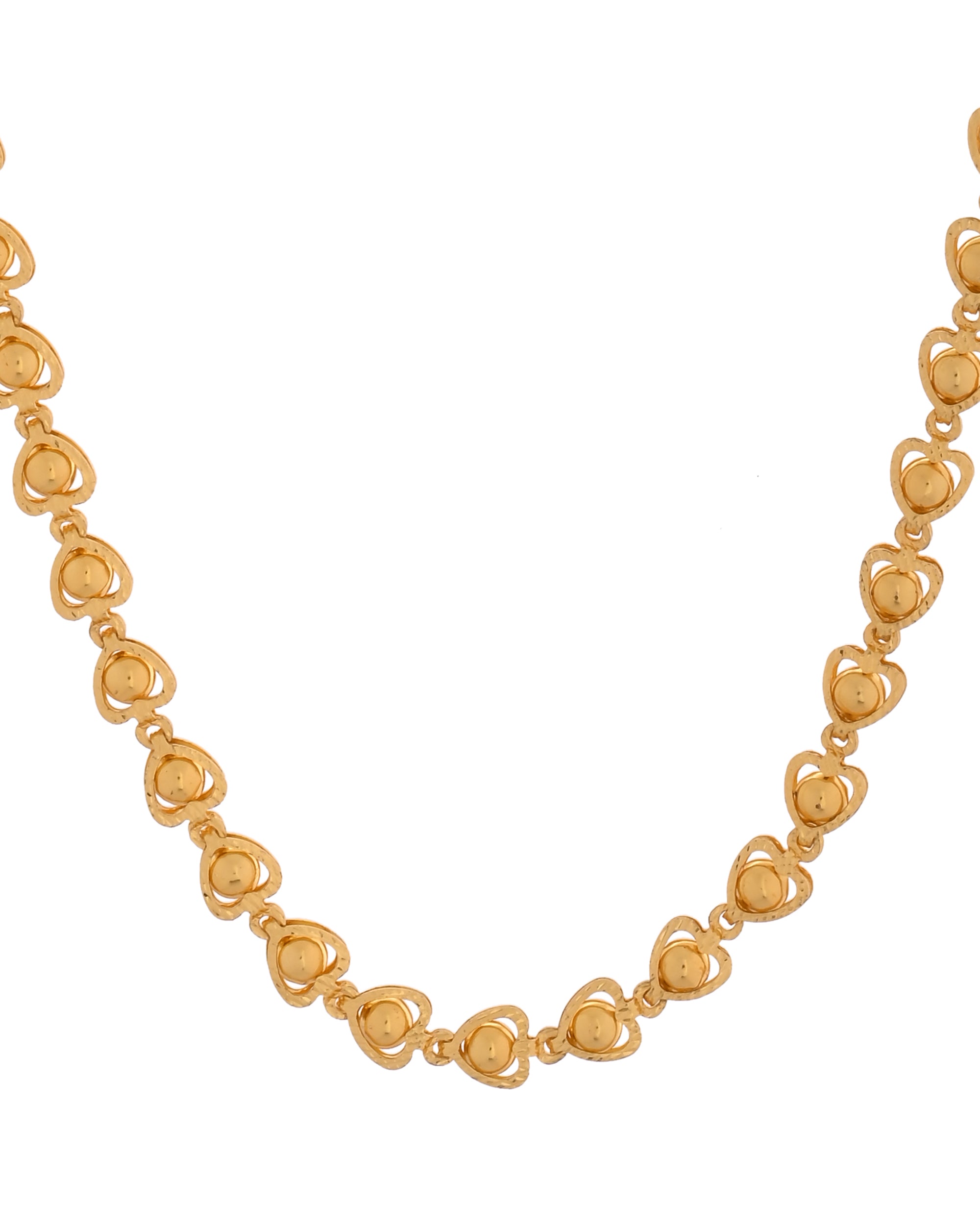 VOJ Gold Polished Heart Shaped Simple Chain For Women