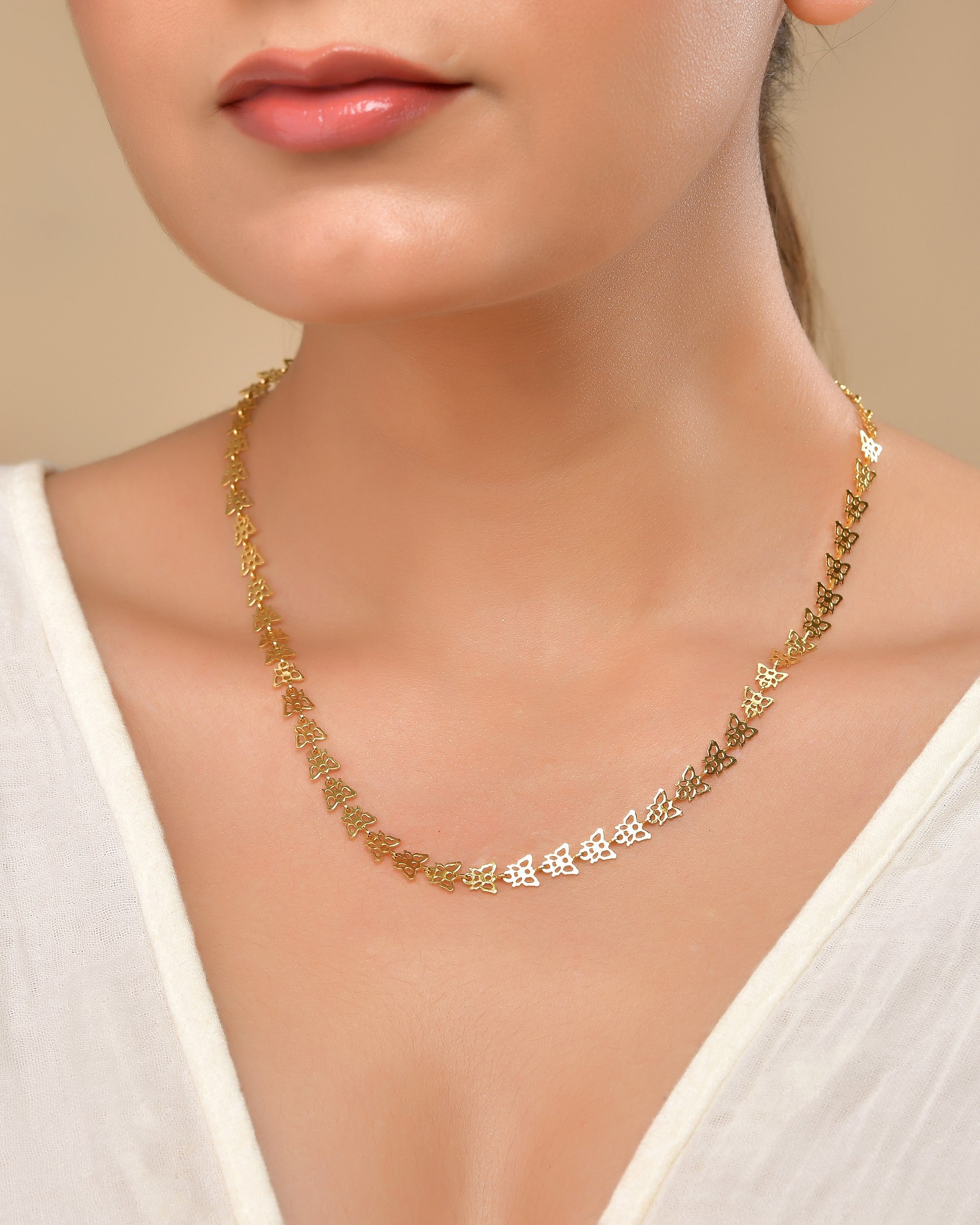 VOJ Gold Polished Stylish Butterfly Shaped Chain