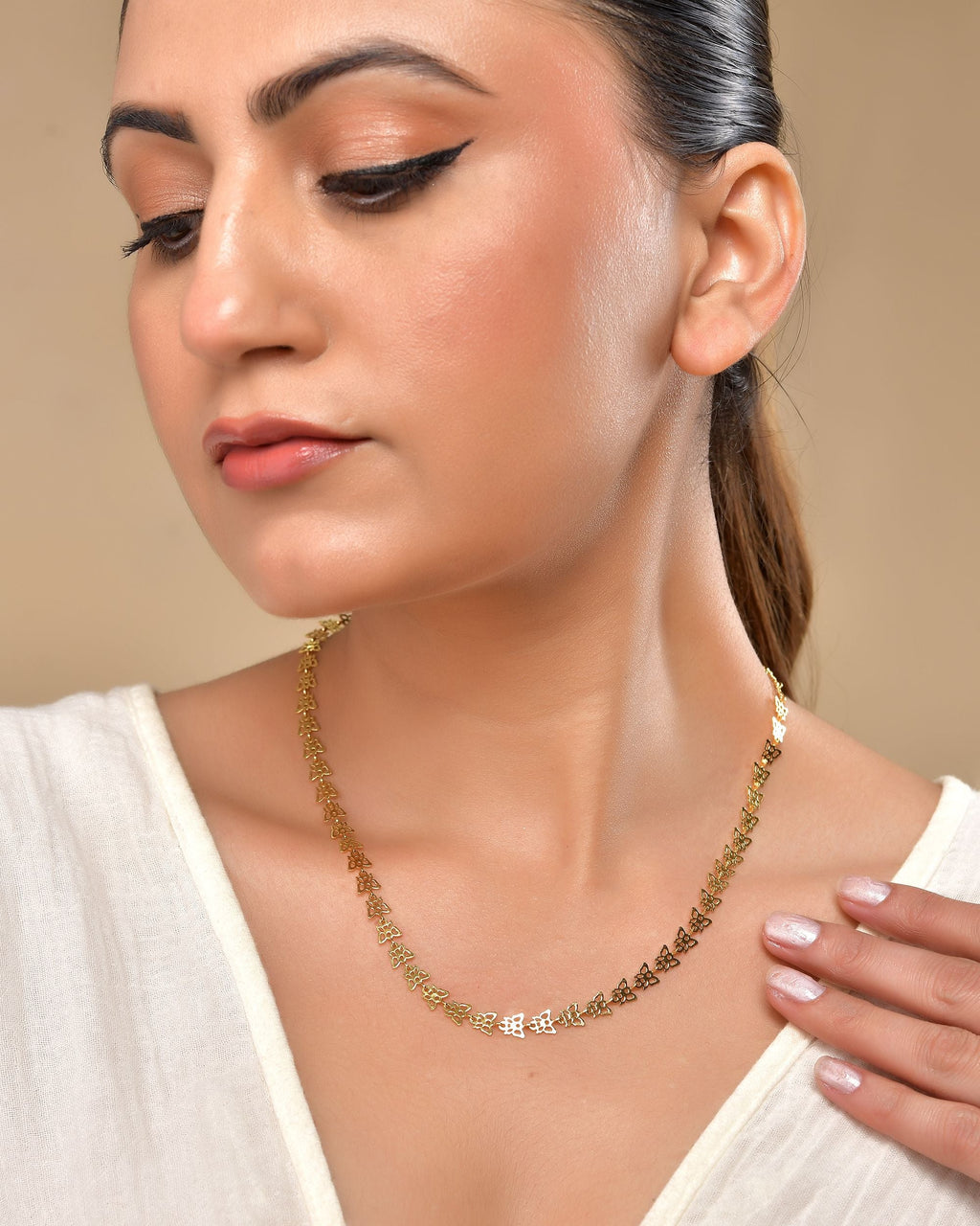 VOJ Gold Polished Stylish Butterfly Shaped Chain