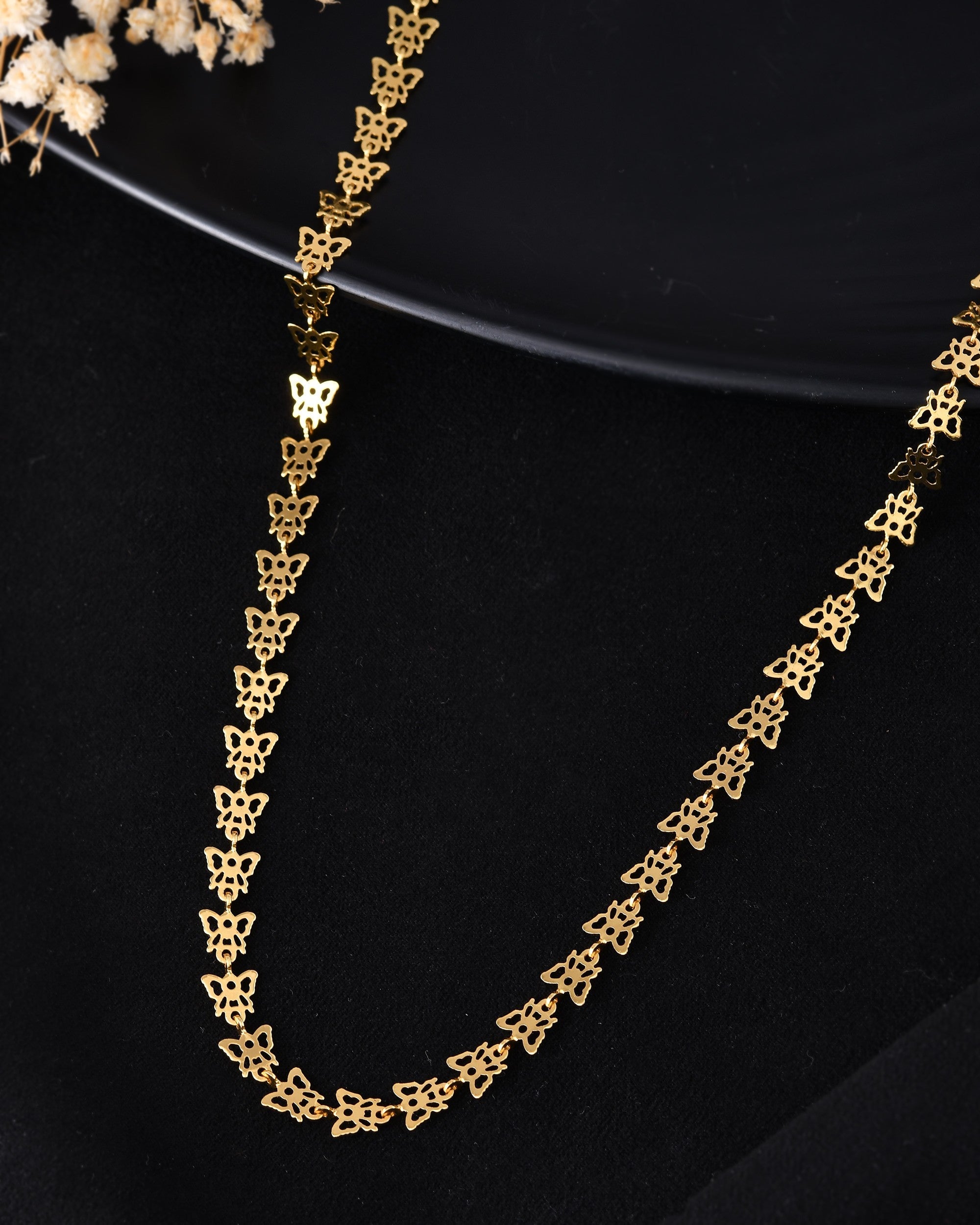 VOJ Gold Polished Stylish Butterfly Shaped Chain