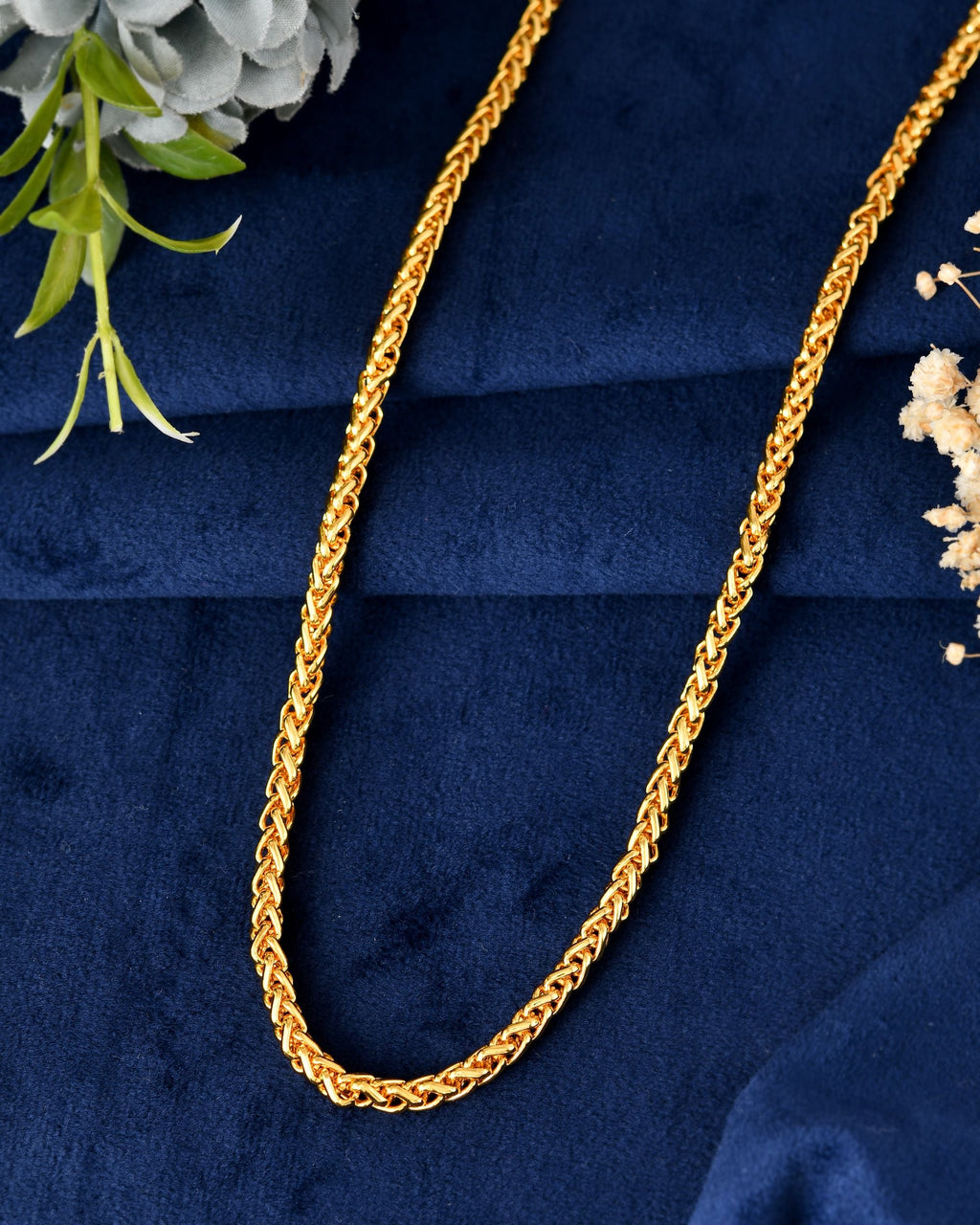 VOJ Men Gold Polished Round Classic Chain