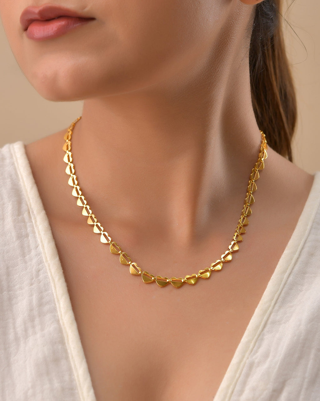 VOJ Heart Shaped Stainless Steel Gold Polished Chain