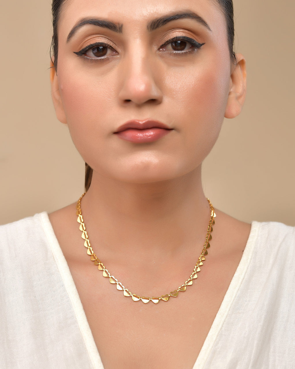 VOJ Heart Shaped Stainless Steel Gold Polished Chain