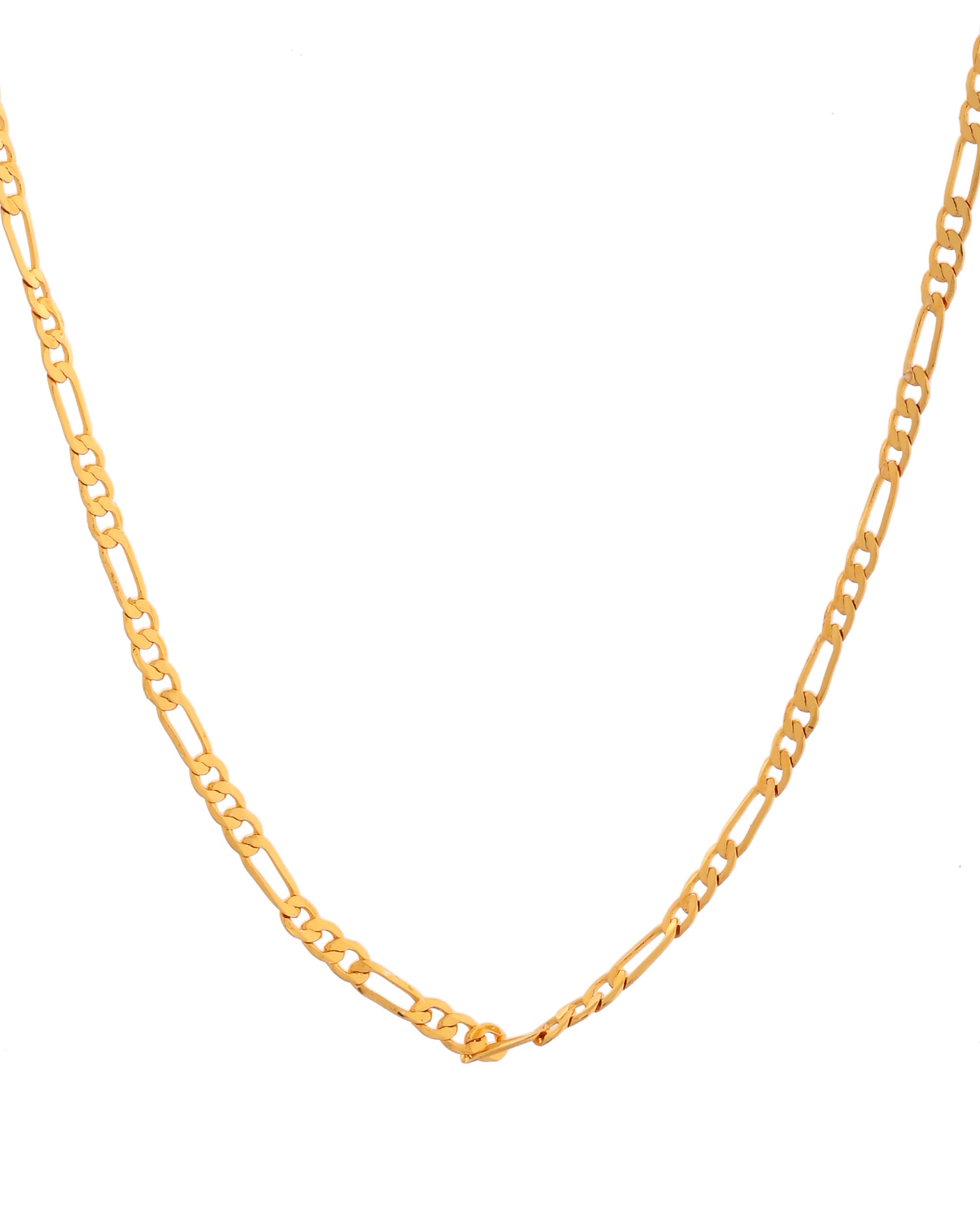 VOJ Women Stainless Steel Gold Polished Minimal Figaro Link Chain