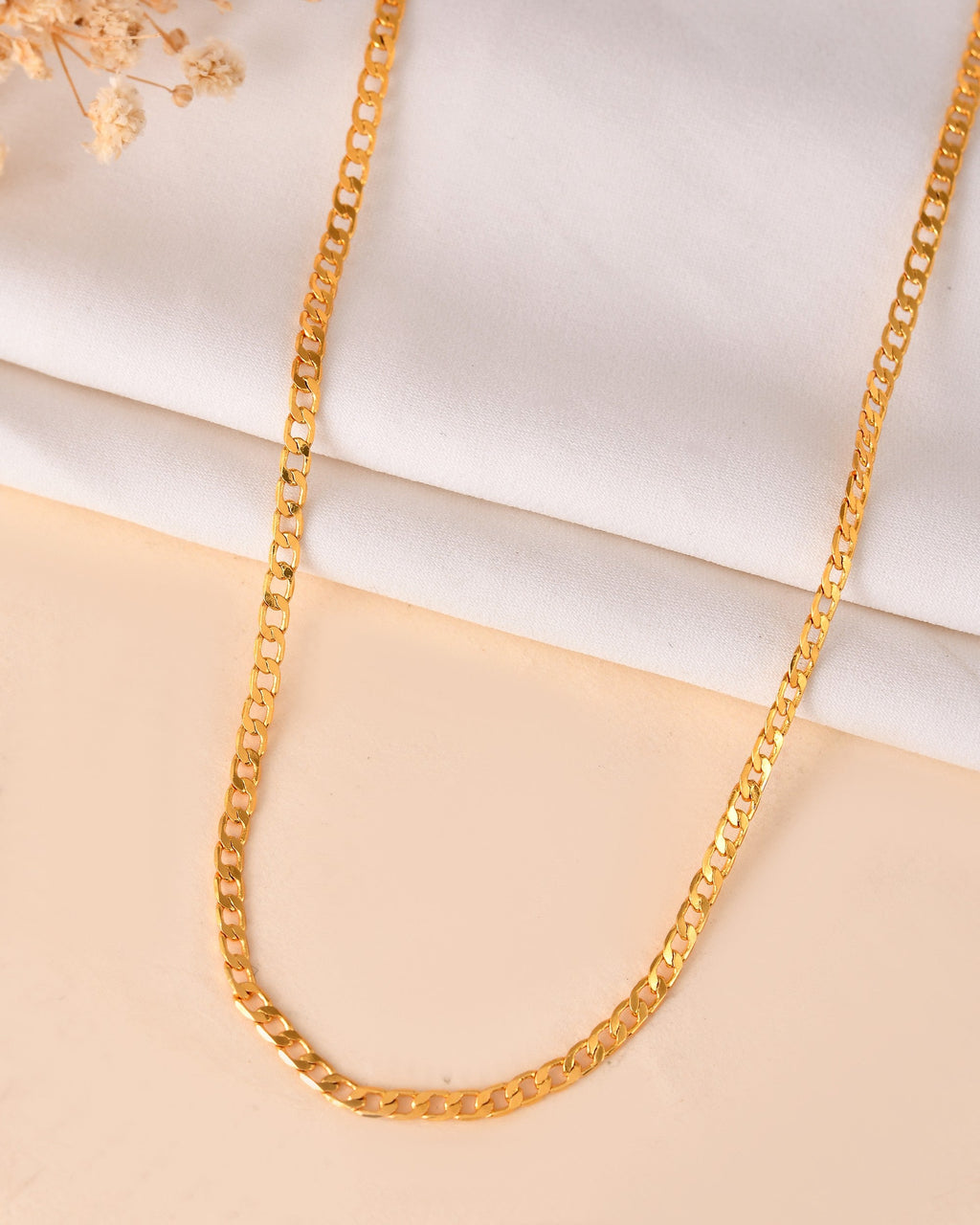 VOJ Stainless Steel Gold Polished Minimal Link Chain For Women