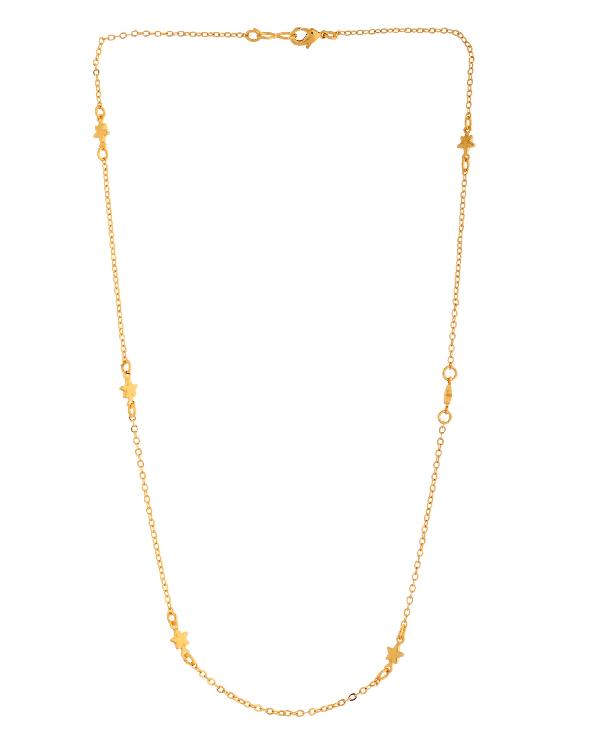 VOJ Gold Polished Star Shaped Minimal Chain For Women