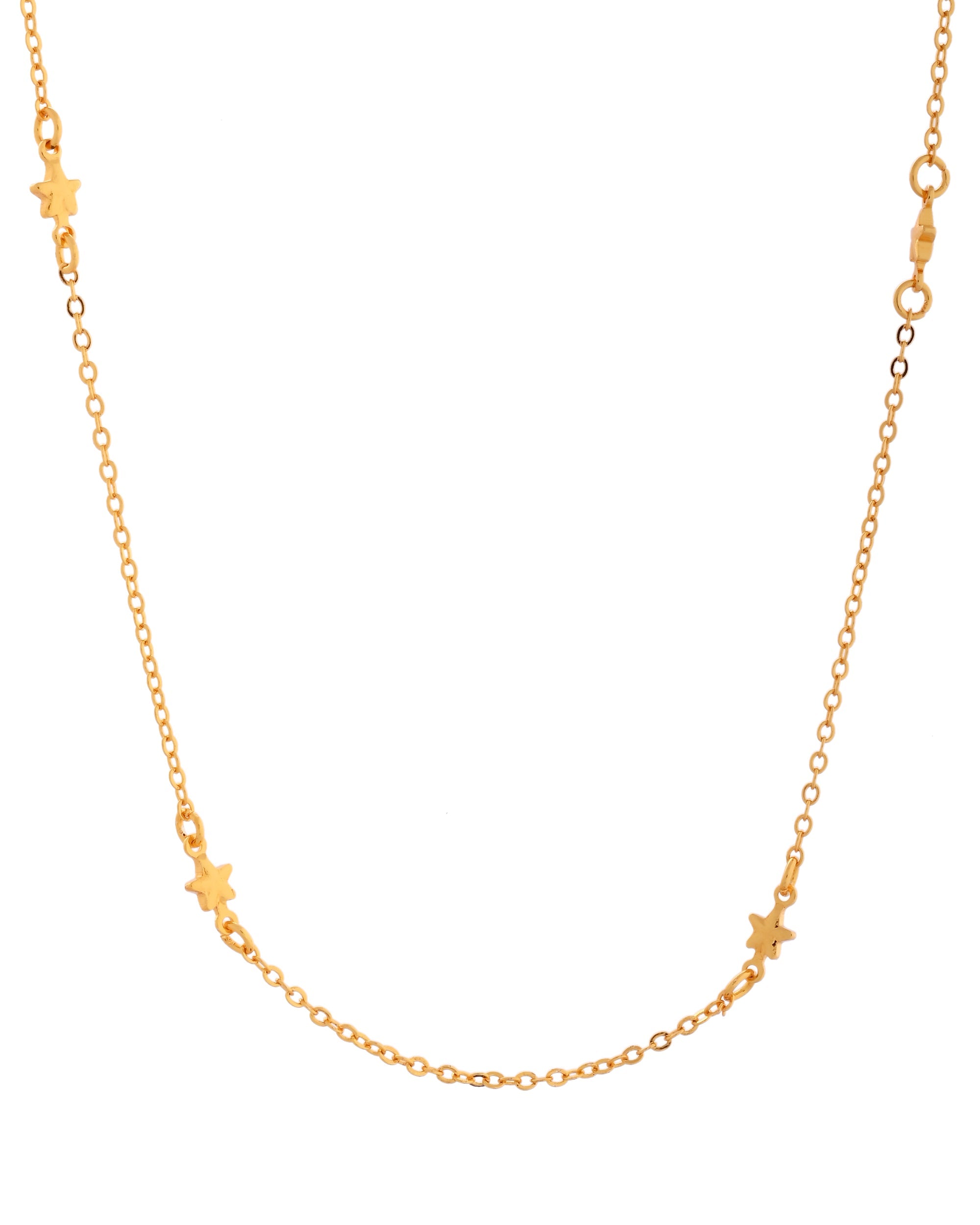 VOJ Gold Polished Star Shaped Minimal Chain For Women