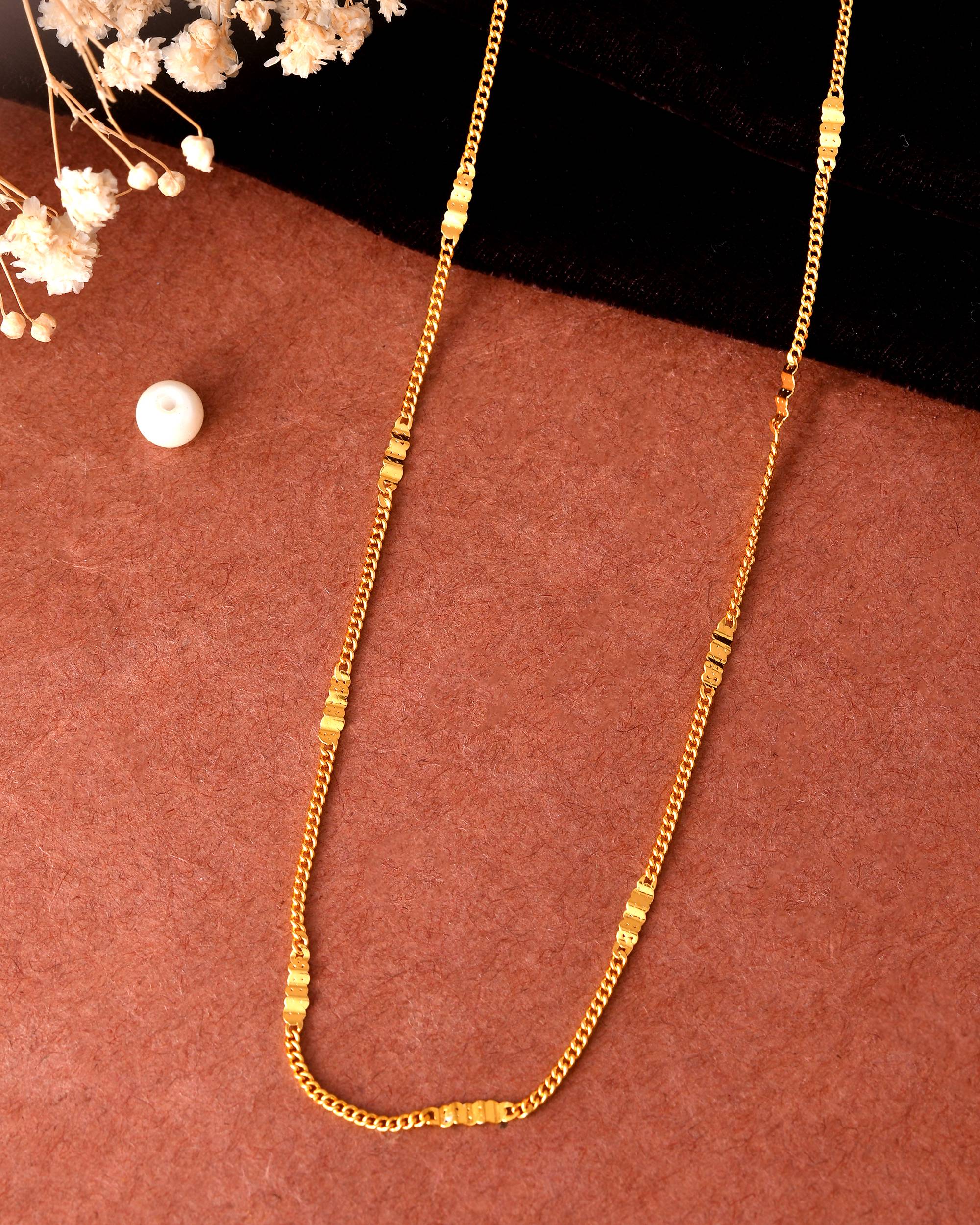 VOJ Women Stainless Steel Gold Polished Minimal Pipe Chain