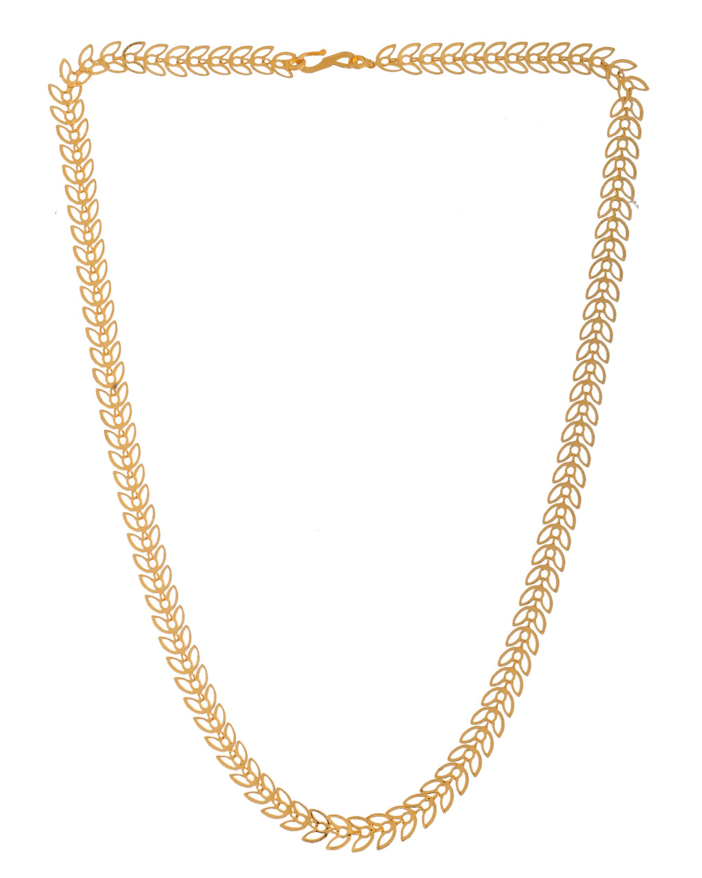 VOJ Women Gold Polished Stainless Steel Minimal Leaf Chain