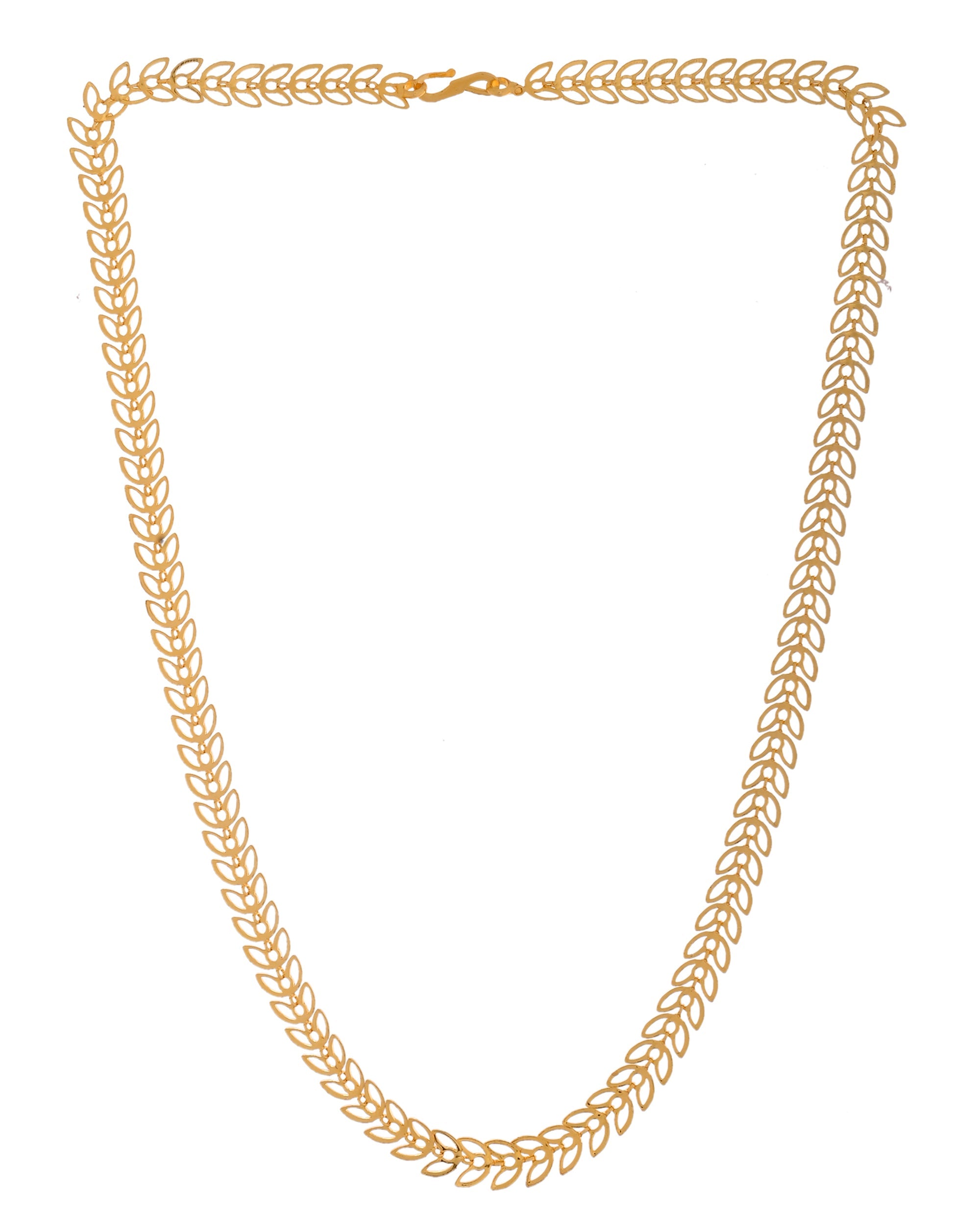 VOJ Women Gold Polished Stainless Steel Minimal Leaf Chain