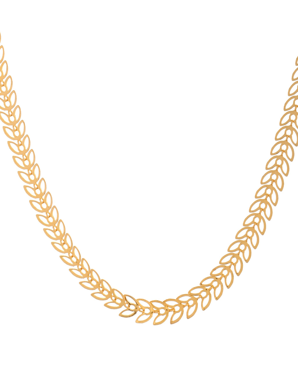 VOJ Women Gold Polished Stainless Steel Minimal Leaf Chain