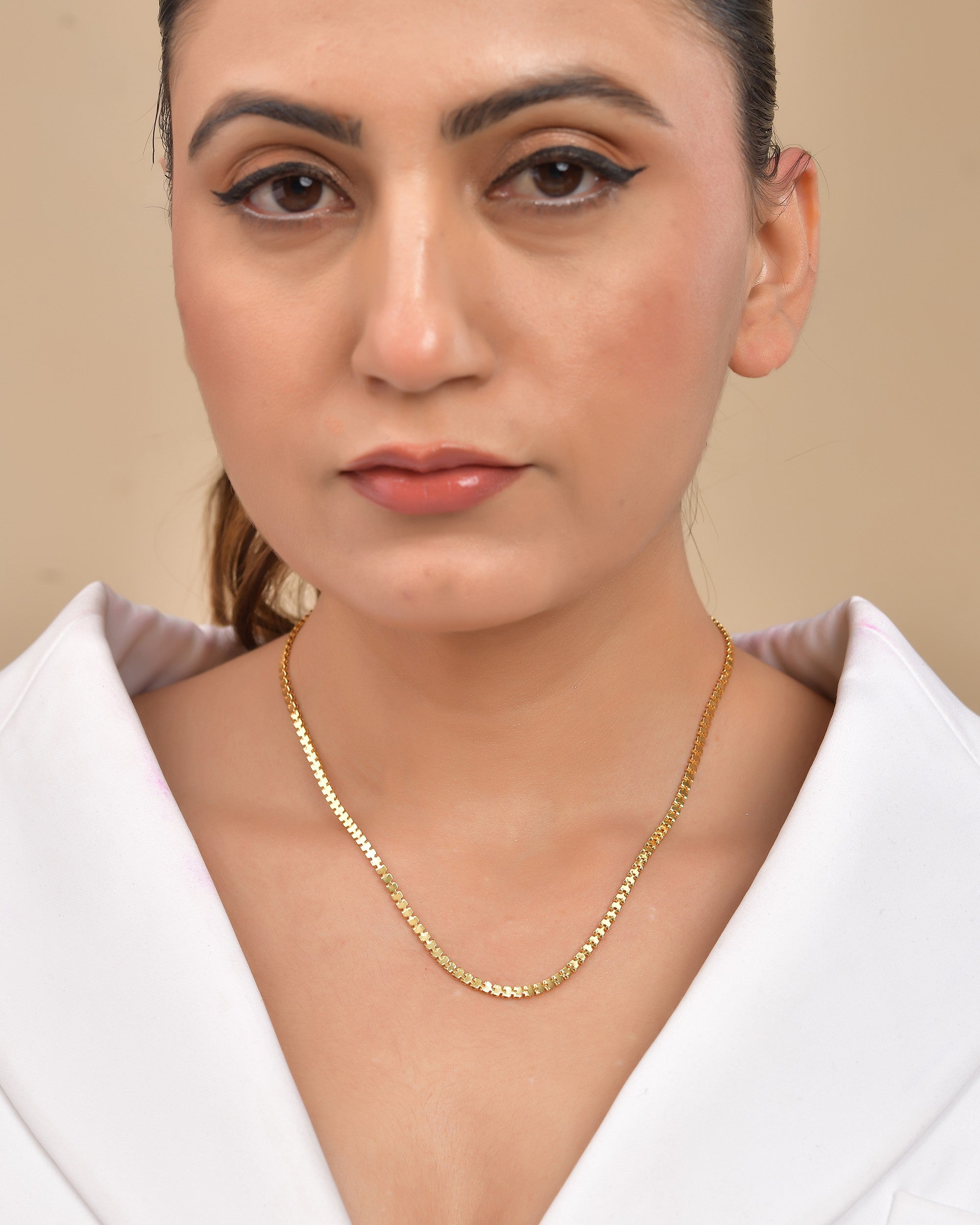 VOJ Women Gold Polished Stainless Steel Elegant Link Chain