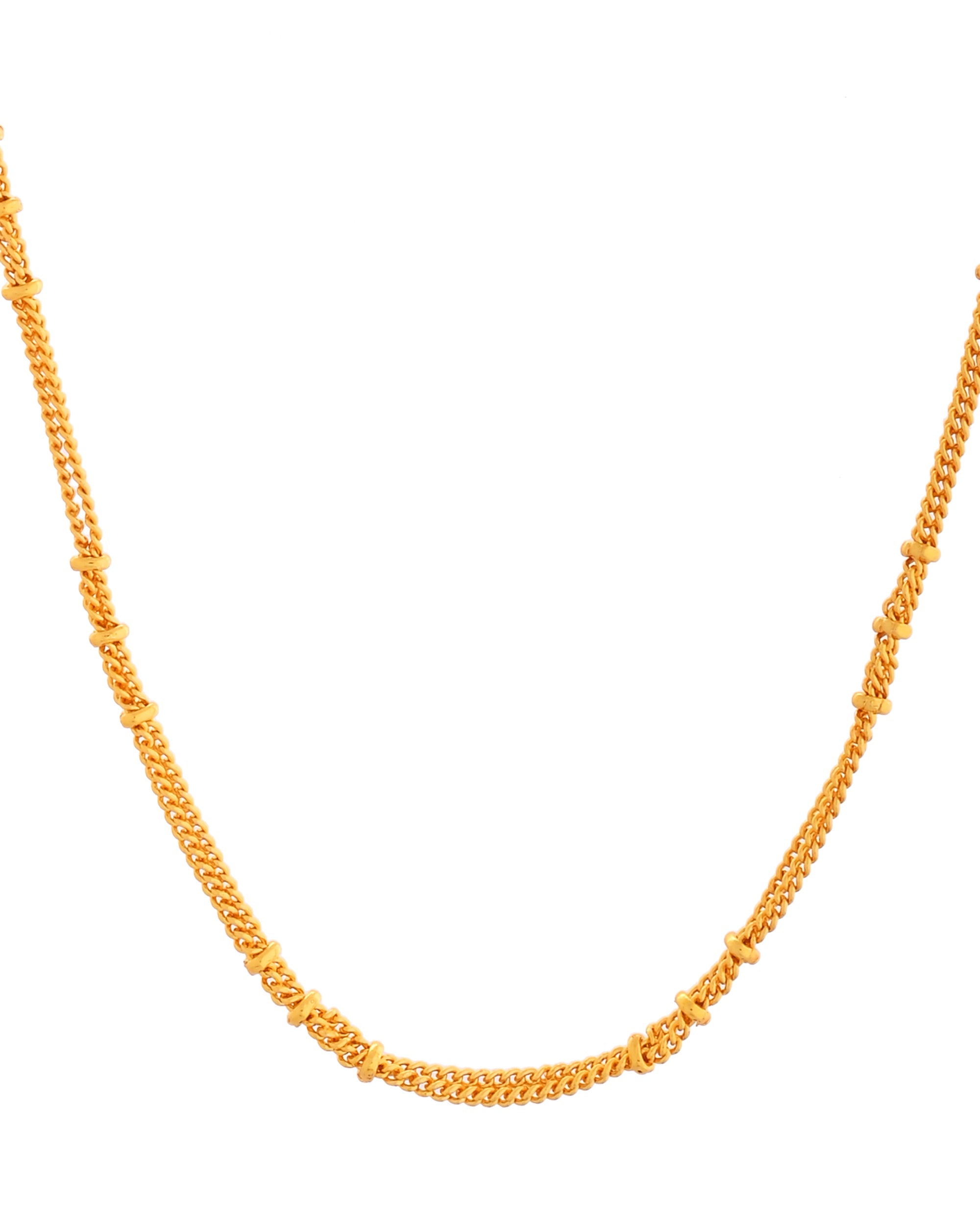 VOJ Women Gold Polished Stainless Steel Ball Chain