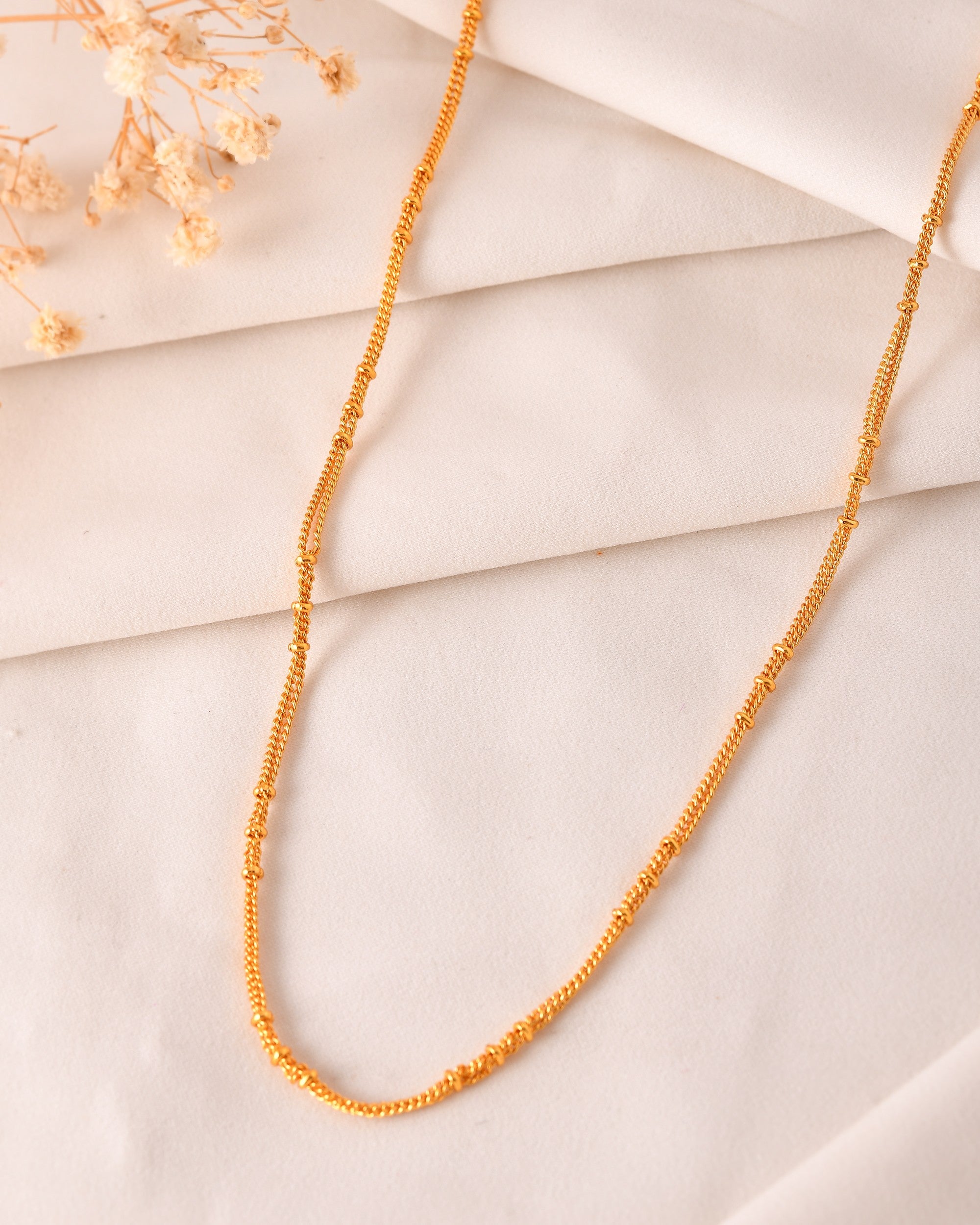 VOJ Women Gold Polished Stainless Steel Ball Chain