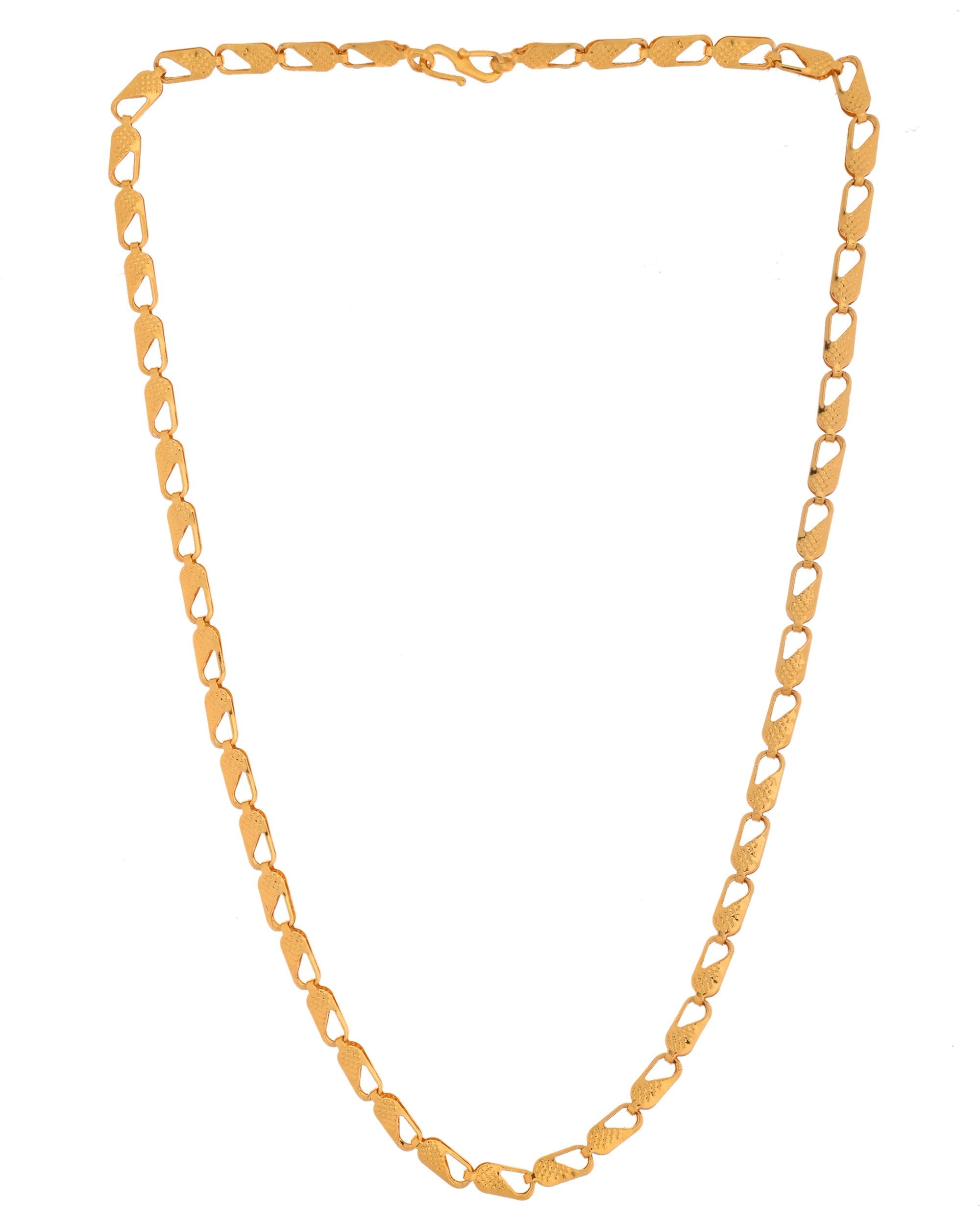 VOJ Gold Polished Biscuit Shaped Minimal Chain