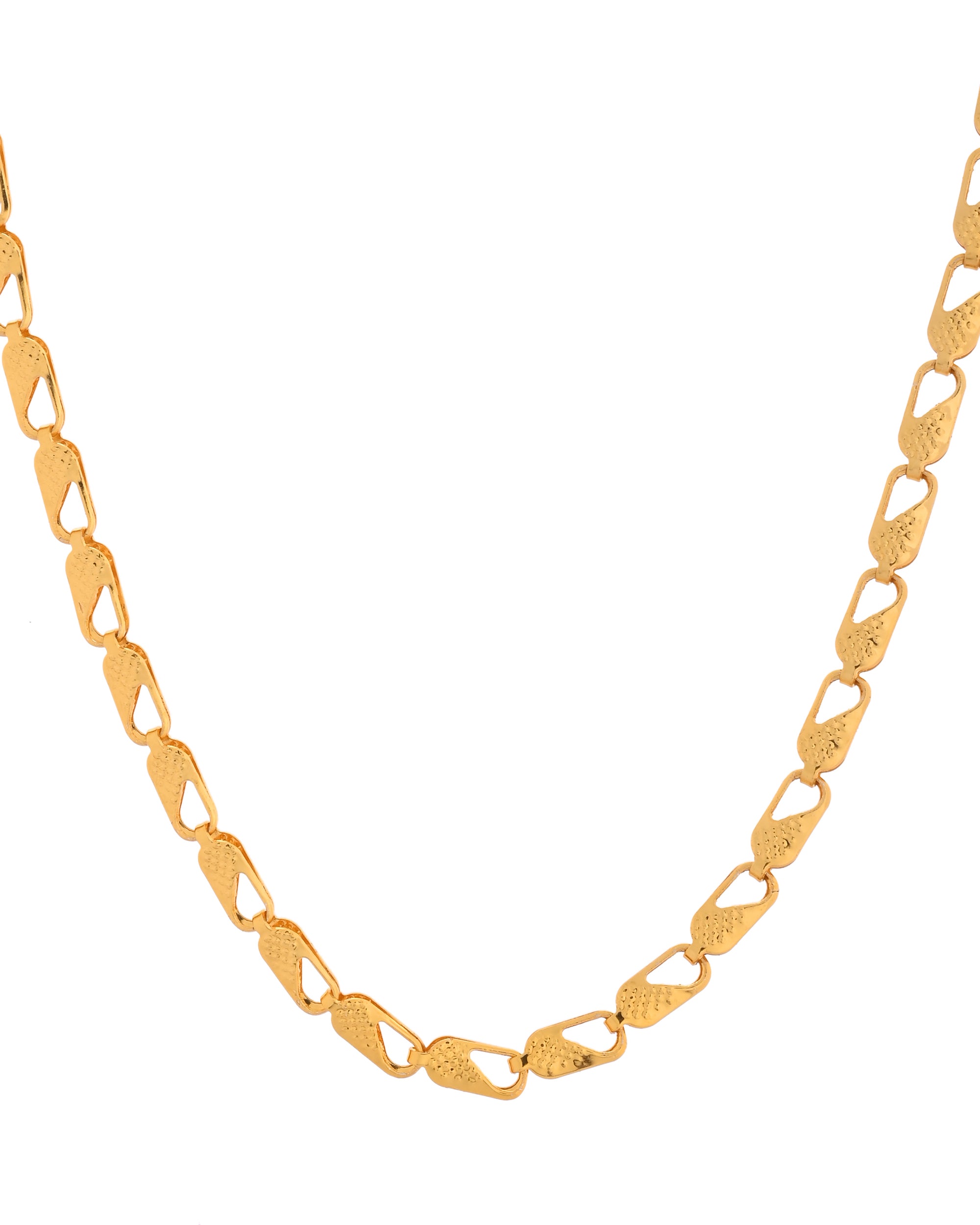 VOJ Gold Polished Biscuit Shaped Minimal Chain