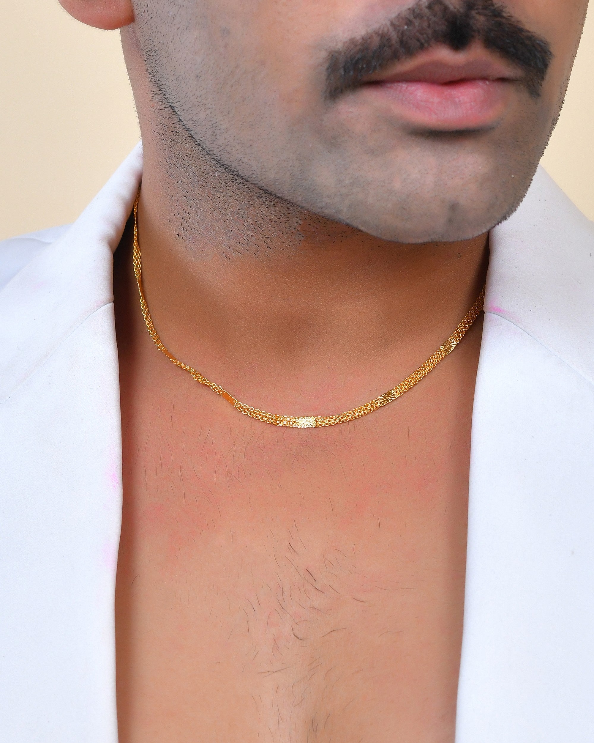 VOJ Gold Polished Classic Stainless Steel Chain