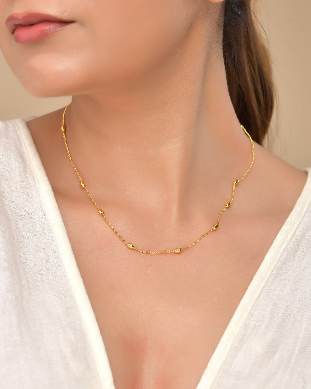 VOJ Gold Polished Minimal Stainless Steel Chain