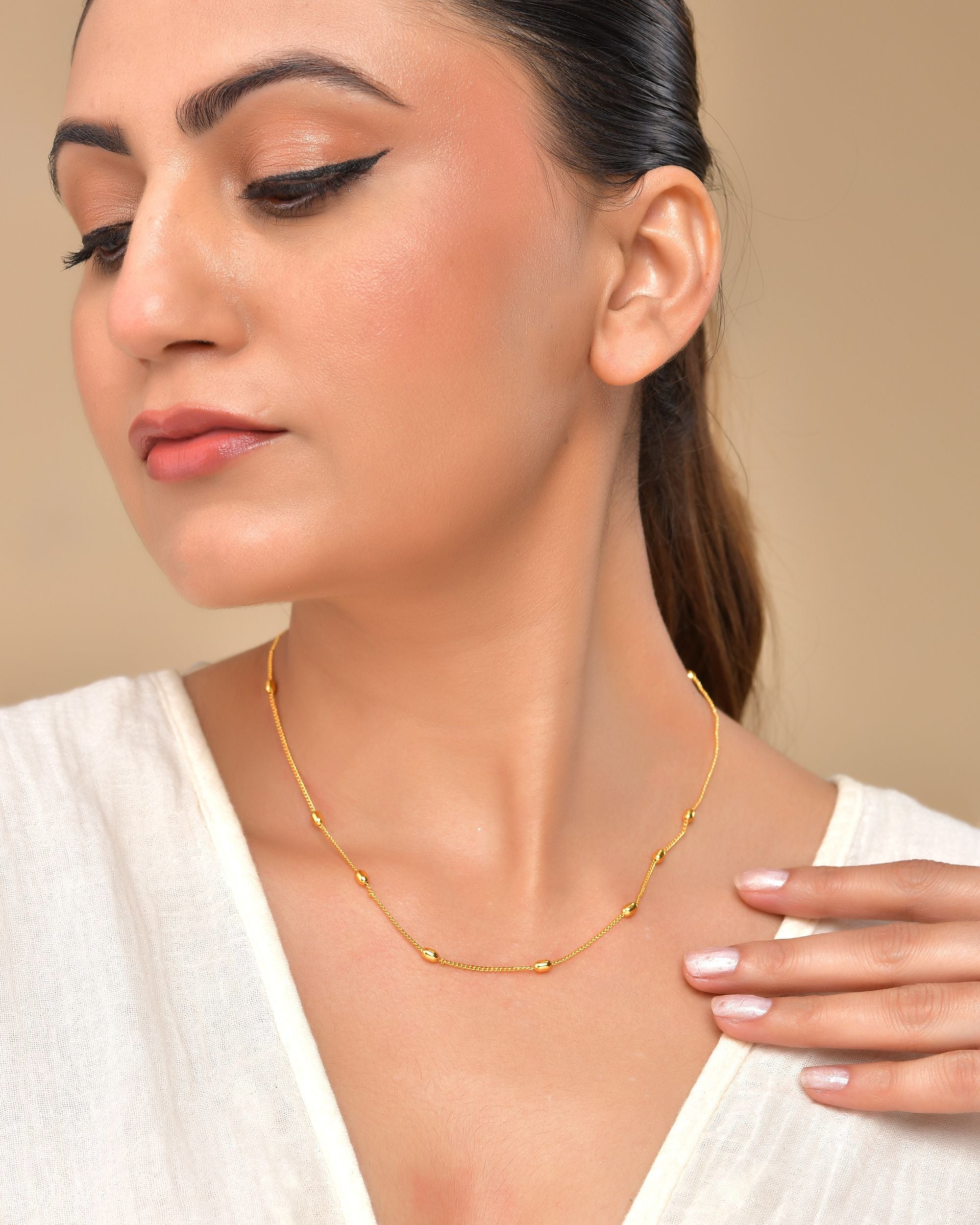VOJ Gold Polished Minimal Stainless Steel Chain