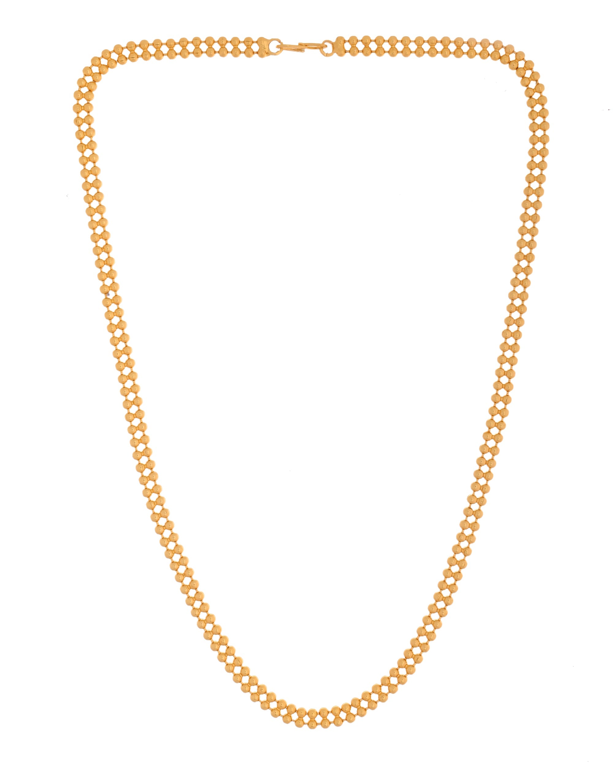 VOJ Gold Polished Ball Shaped Minimal Chain For Women