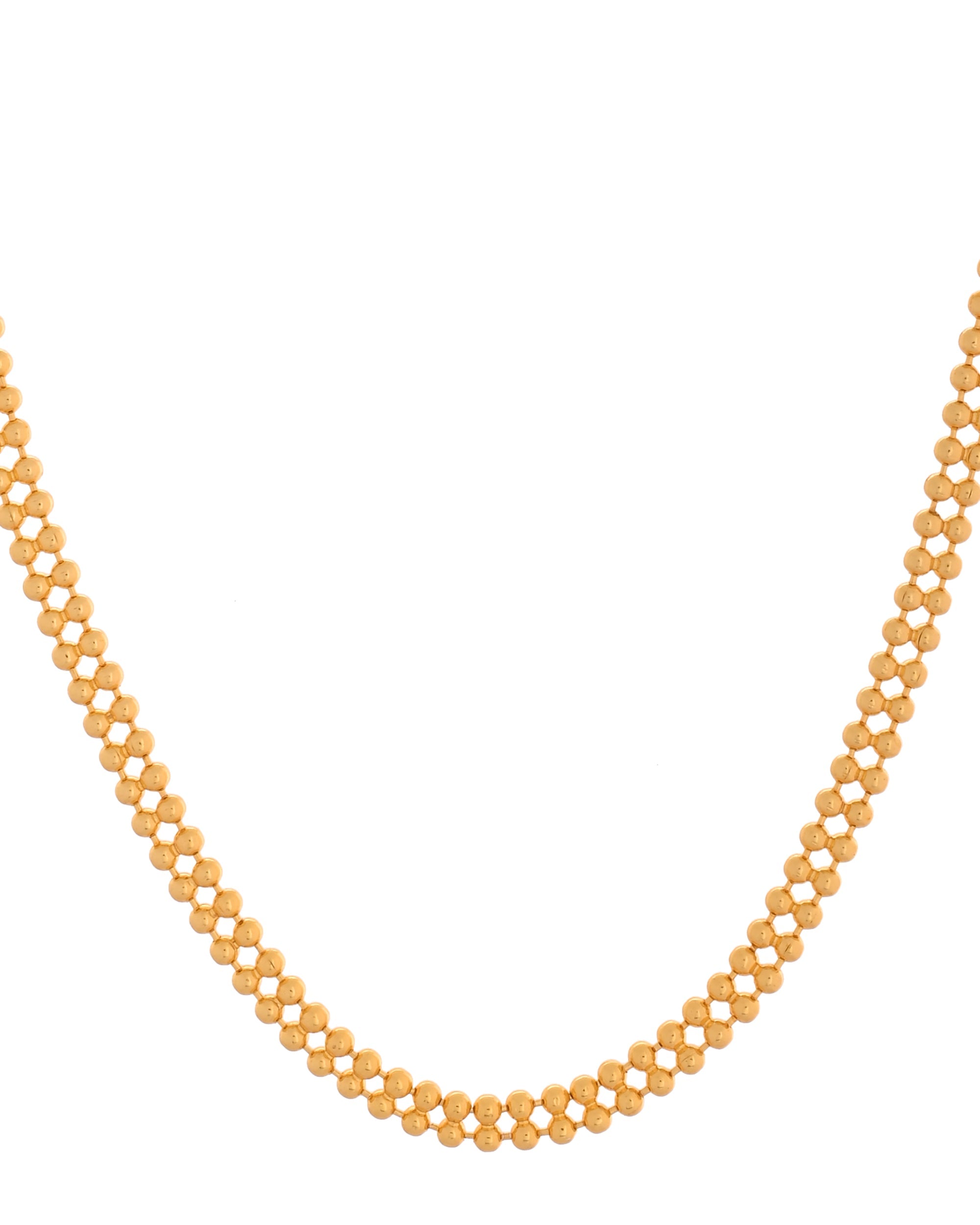 VOJ Gold Polished Ball Shaped Minimal Chain For Women