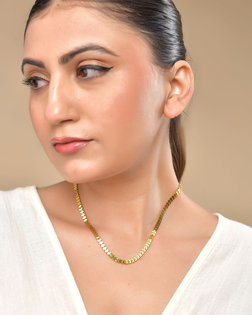 VOJ Women Gold Polished Classic Linked Chain