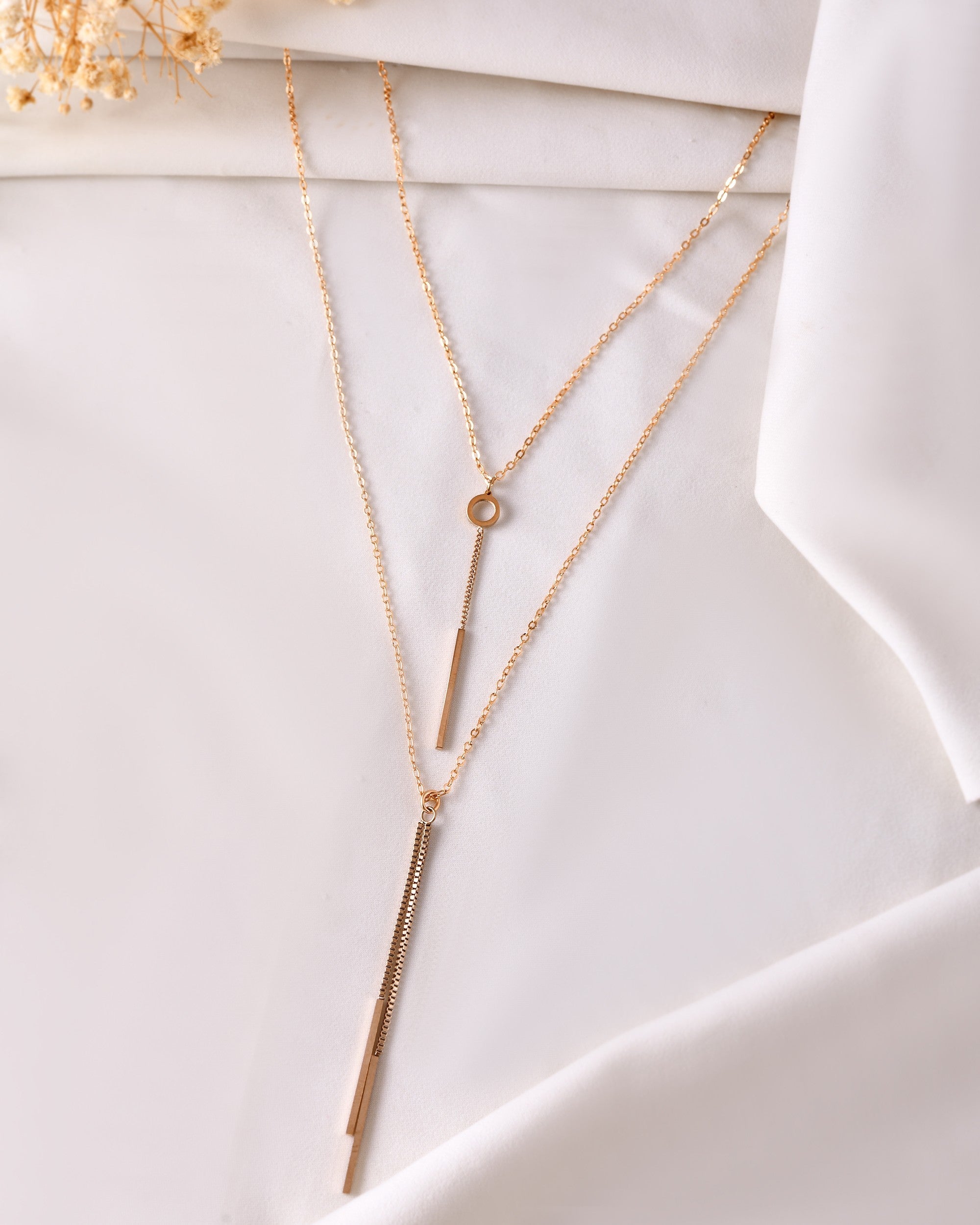 VOJ Gold Polished Multi Layer Designer Chain