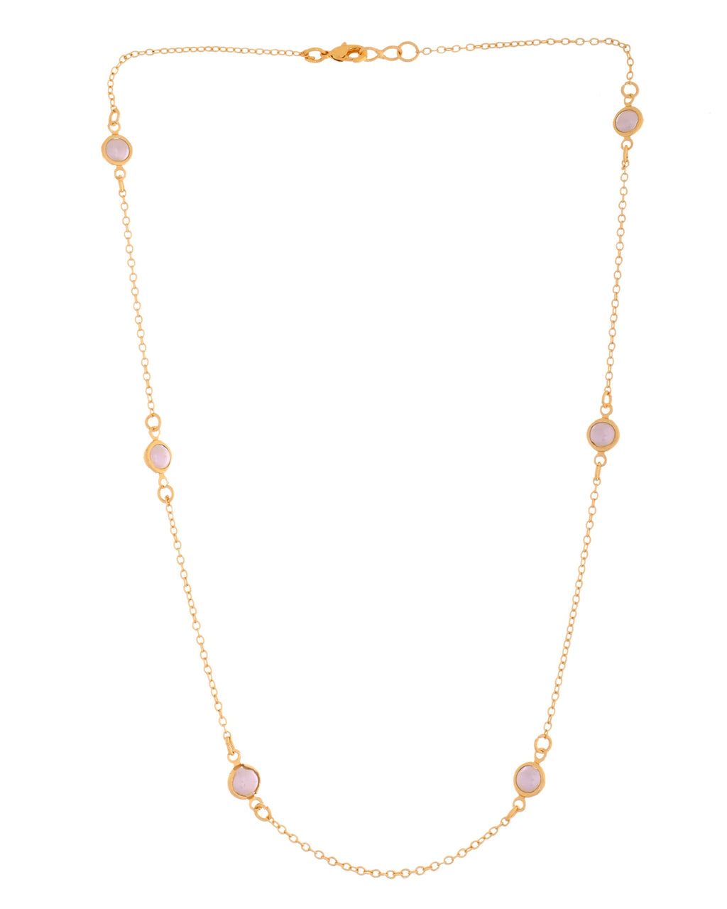 VOJ Gold Polished Women Pearl Studded Stainless Steel Chain