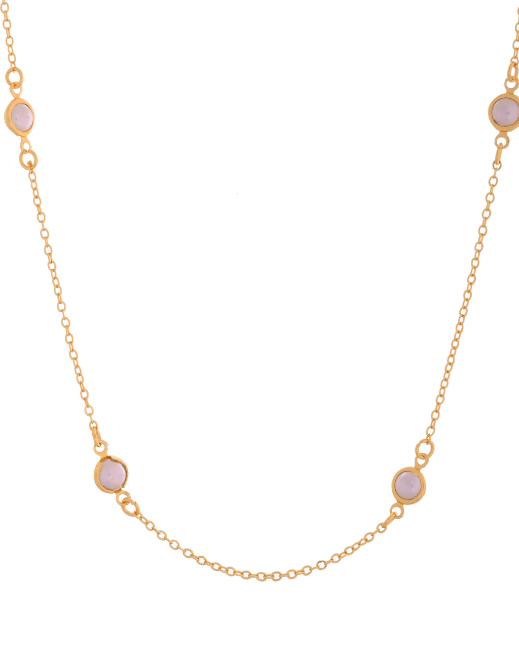 VOJ Gold Polished Women Pearl Studded Stainless Steel Chain