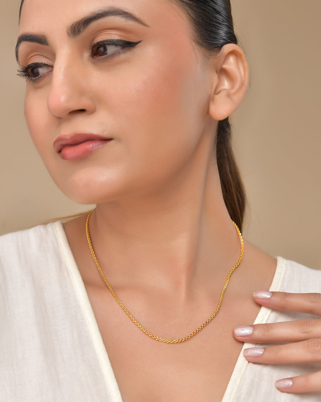 VOJ Gold Polished Women Stainless Steel Classic Chain