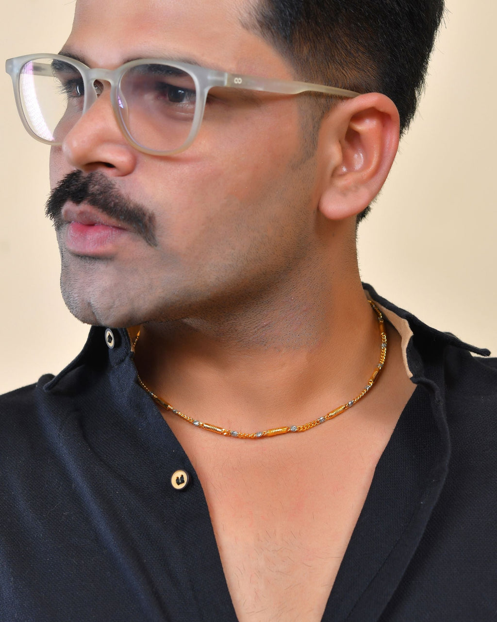 VOJ Men Dual Toned Cylindrical Shaped Stainless Steel Chain