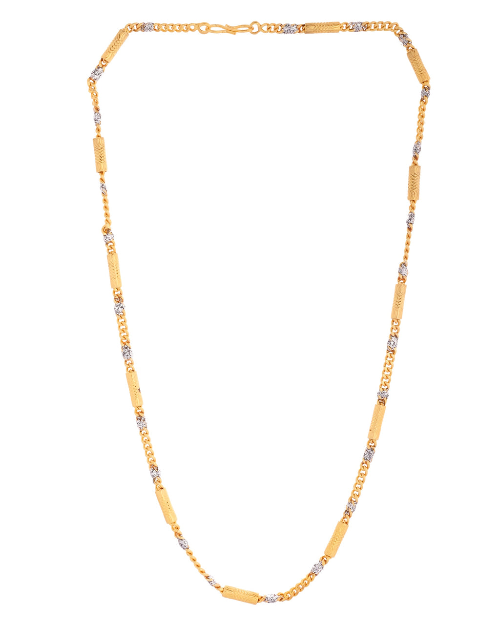 VOJ Men Dual Toned Cylindrical Shaped Stainless Steel Chain