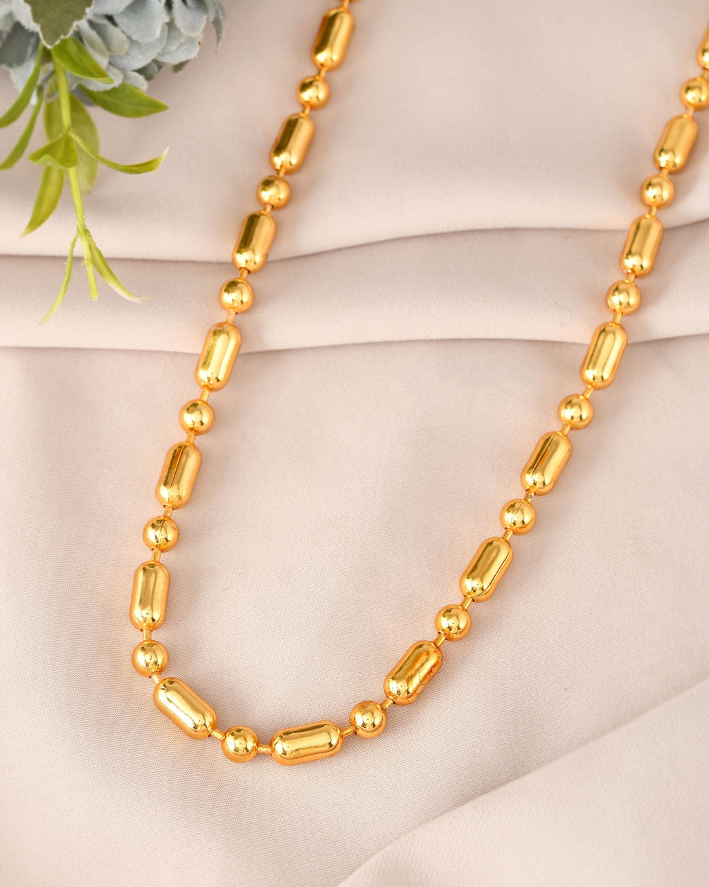 VOJ Men Gold Polished Drop Studded Elegant Chain