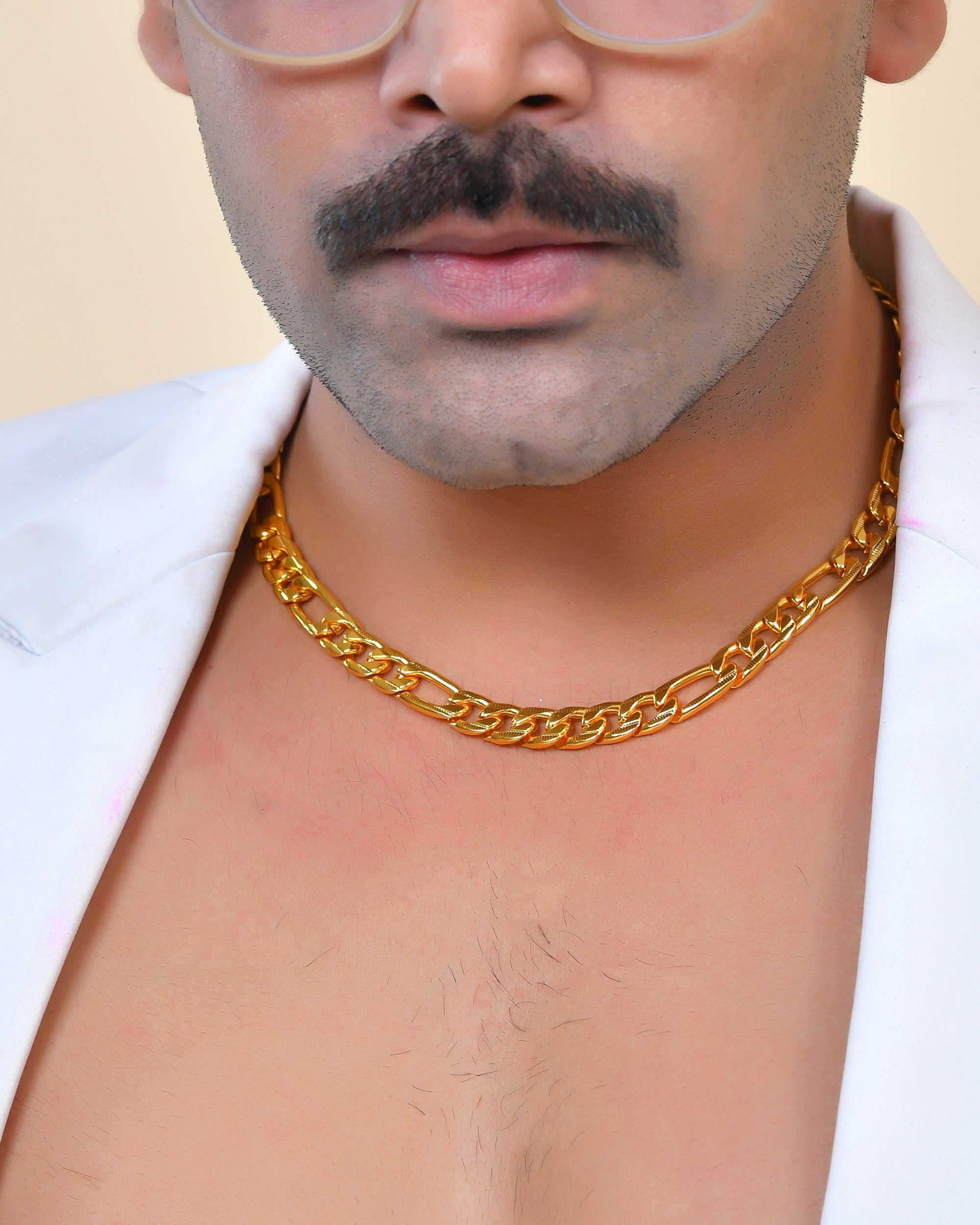 VOJ Men Gold Polished Link Classic Designer Linked Chain