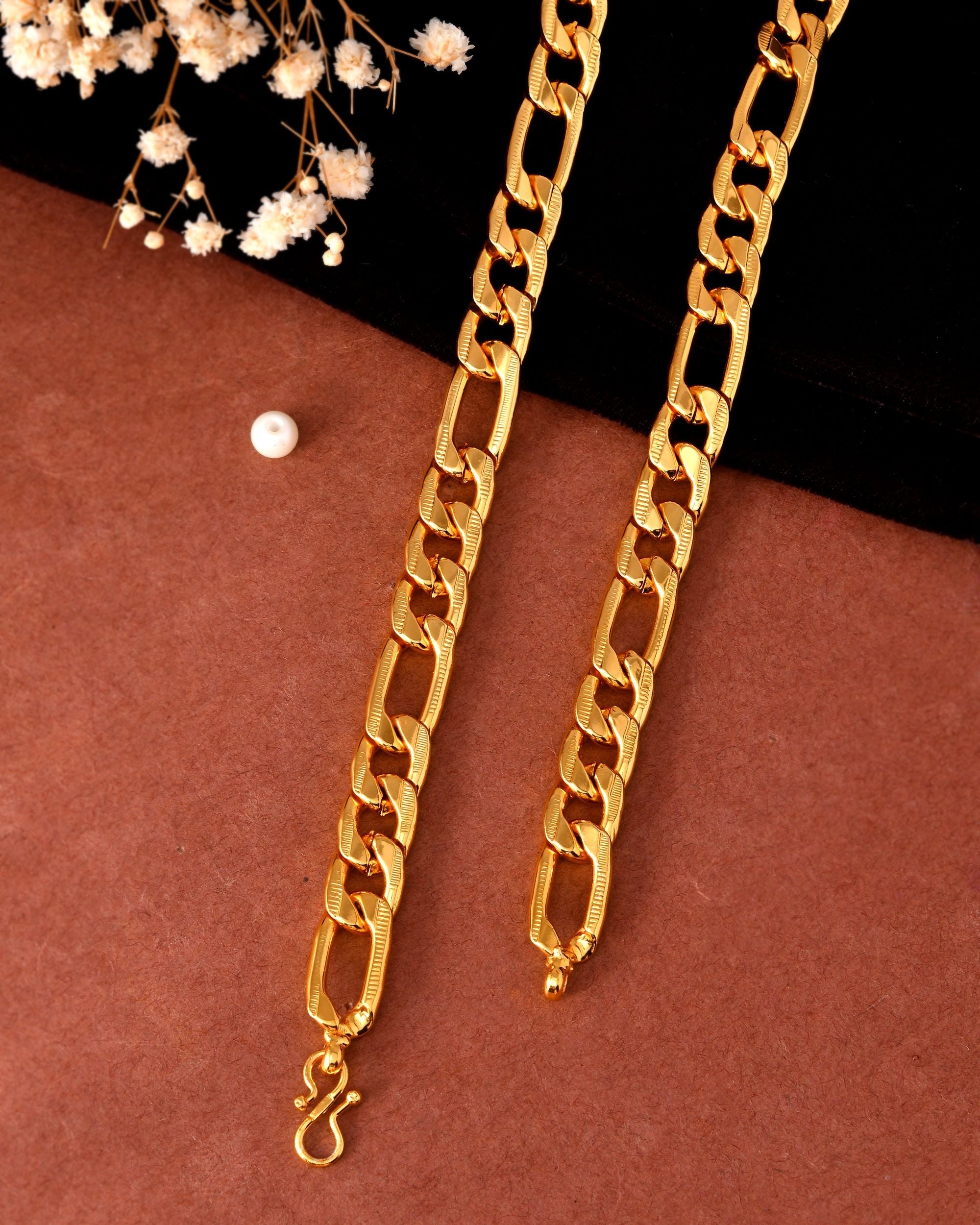 VOJ Men Gold Polished Link Classic Designer Linked Chain