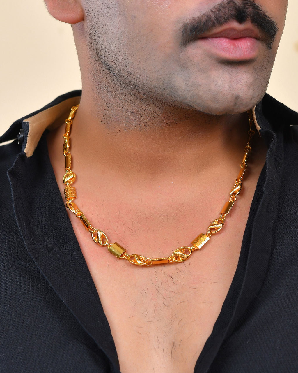 VOJ Men Designer Stainless Steel Gold Polished Chain