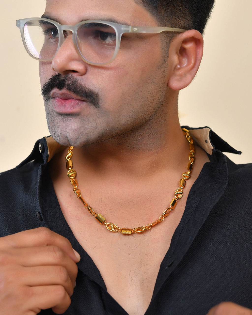 VOJ Men Designer Stainless Steel Gold Polished Chain