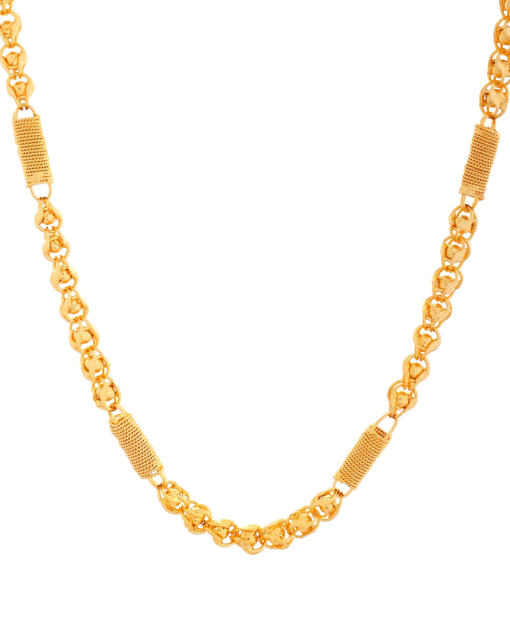 VOJ Men Pipe Shaped Gold Polished Chain