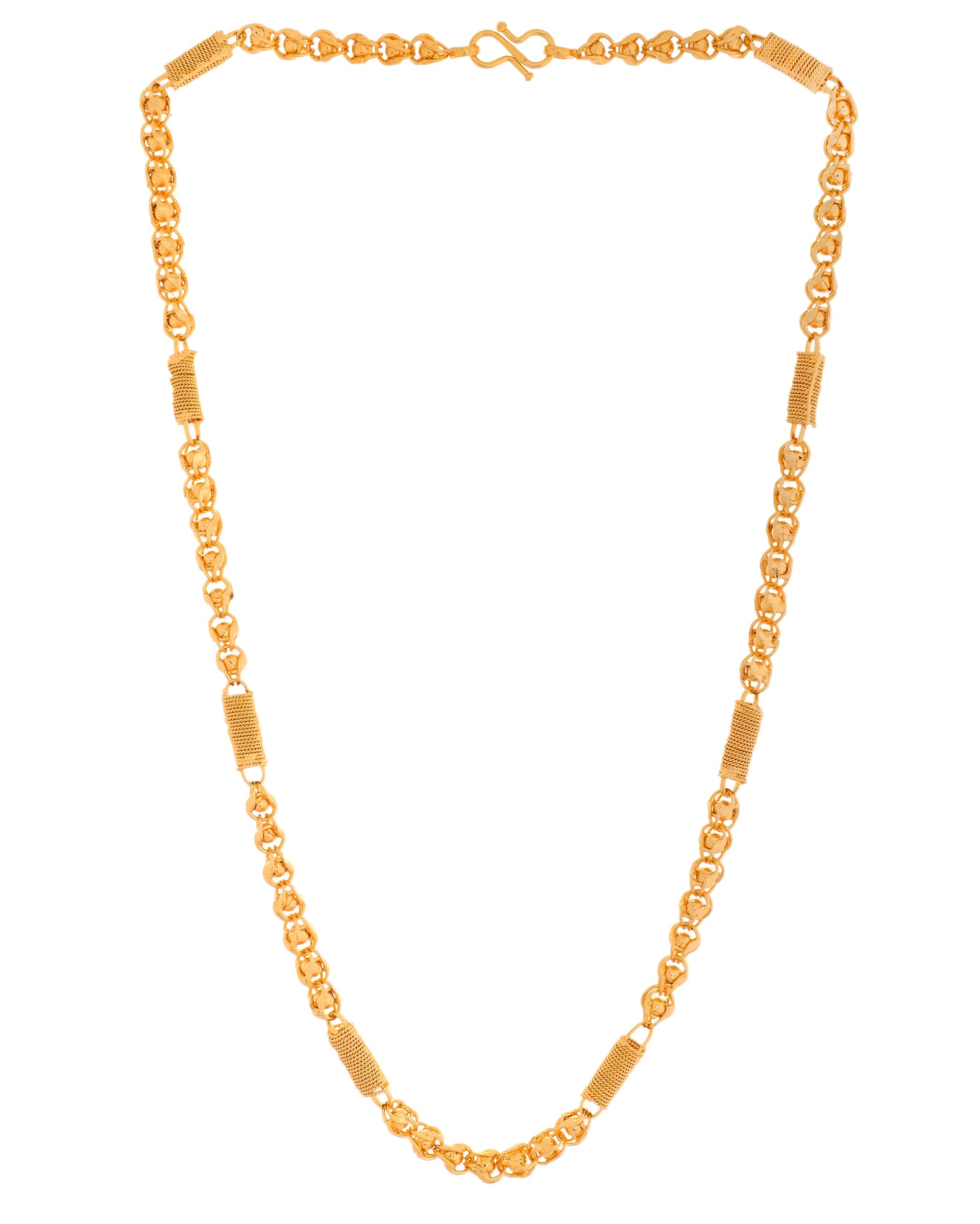 VOJ Men Pipe Shaped Gold Polished Chain